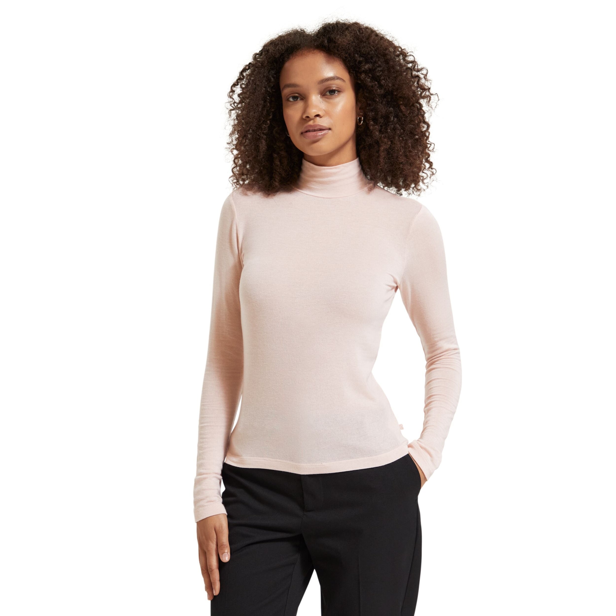 Scotch&Soda Haut rose pâle à col roulé et manches longues
