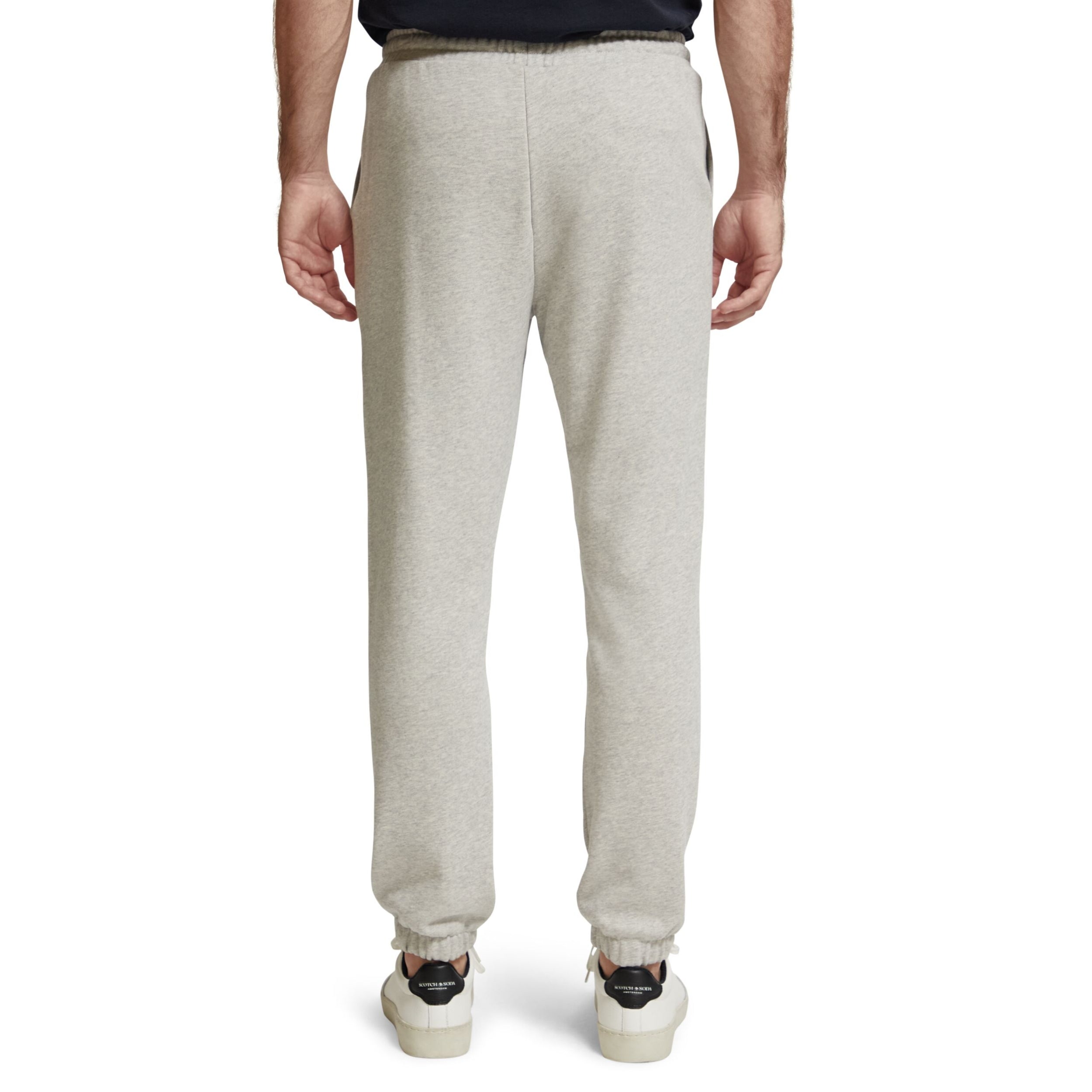 Scotch&Soda Grey Melange Essential Badge Sweatpant In Organic Cotton