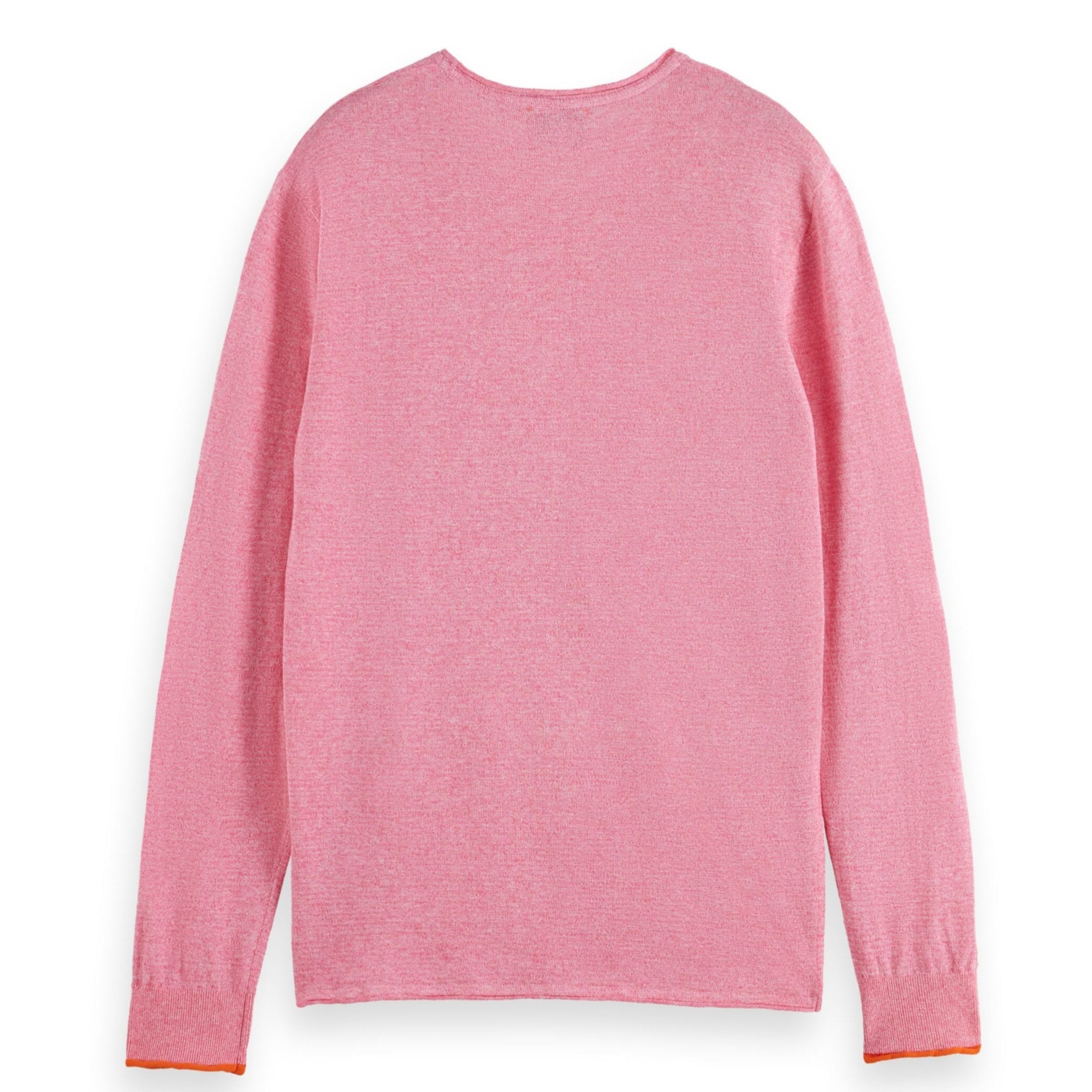 Tropical Pink Linen Cotton Blend Crew Neck