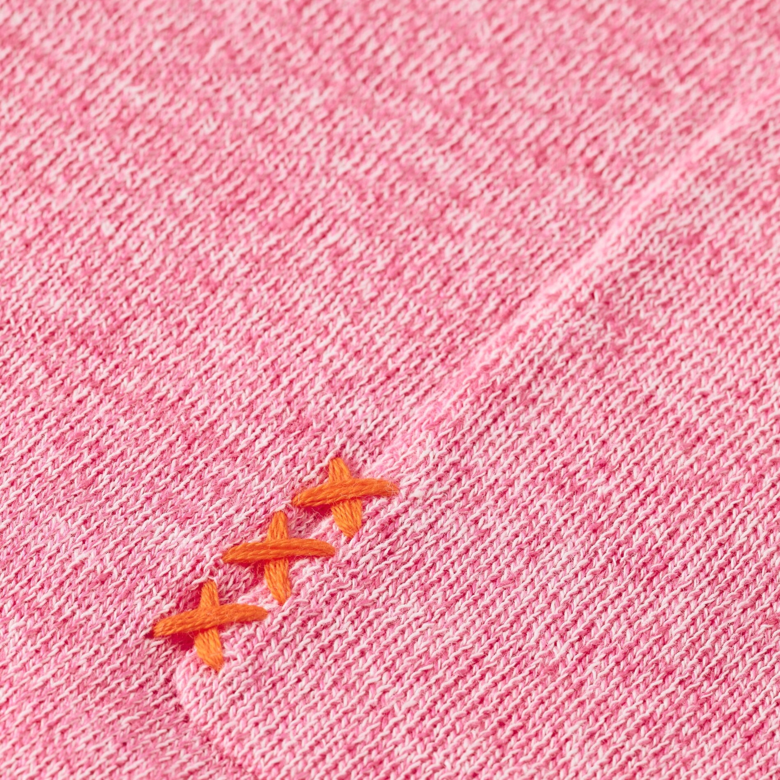 Tropical Pink Linen Cotton Blend Crew Neck