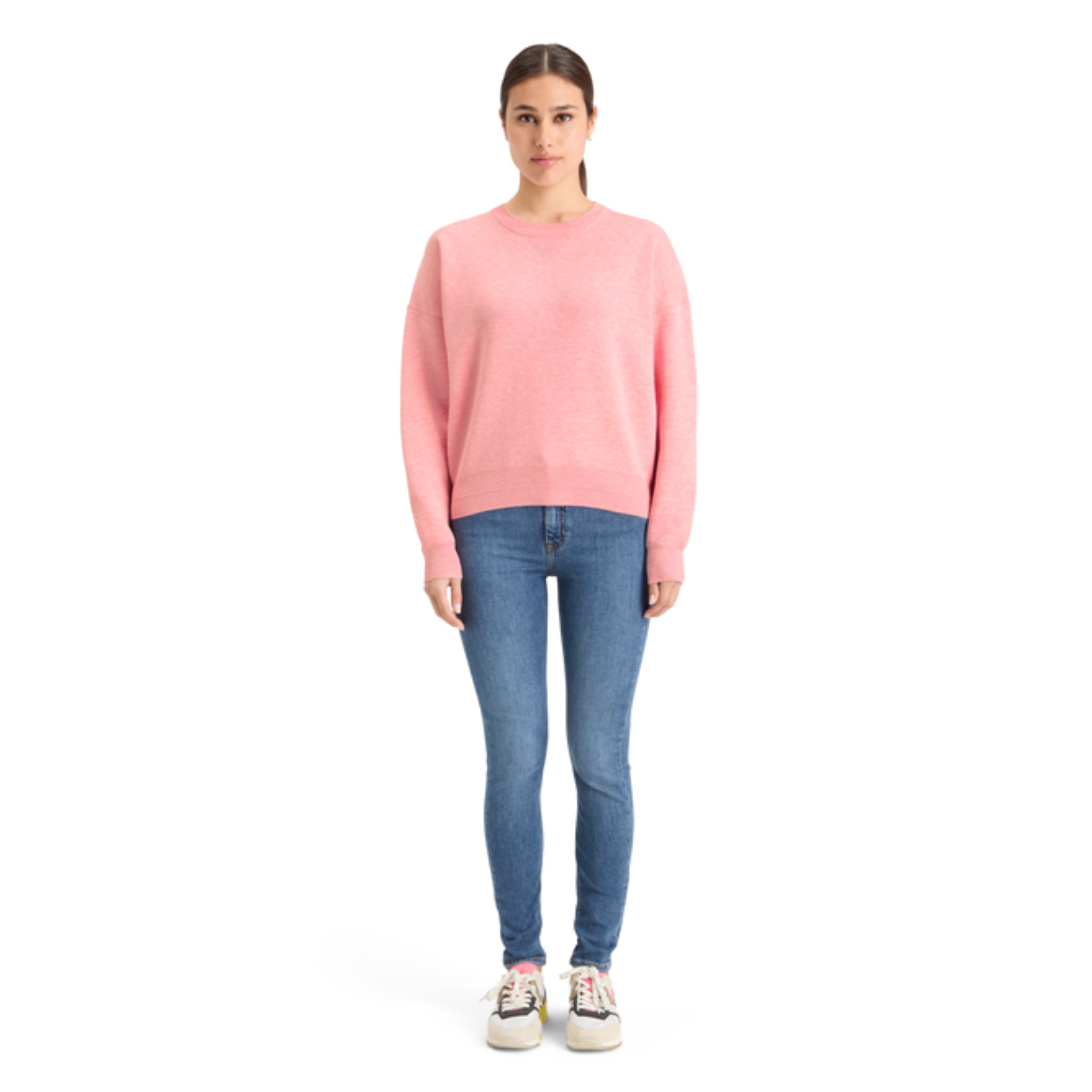 Clay Pink Melange Compact Knitted Relaxed Pullover