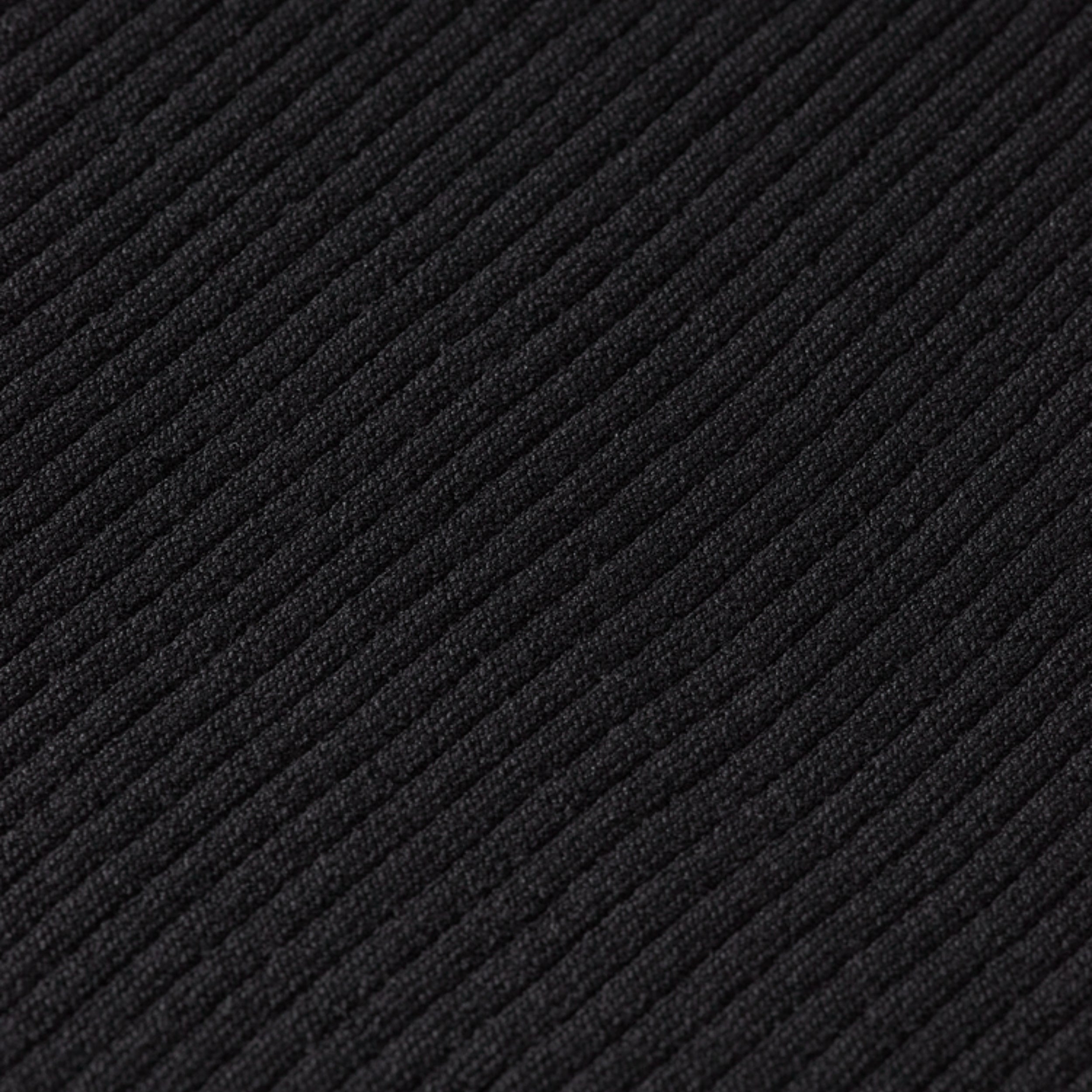 Evening Black Ribbed Collared Knitted Dress