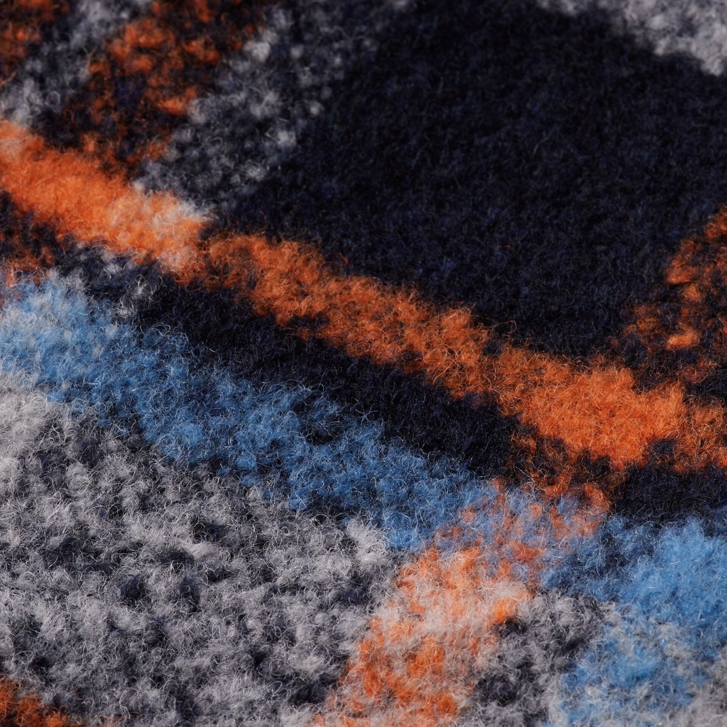 Night Orange Check Relaxed Fit Yarn-Dyed Fleece Overshirt