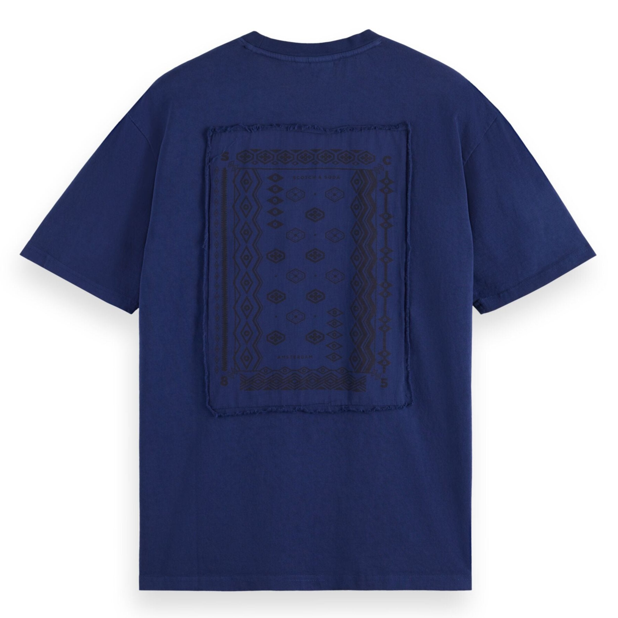 Ink Blue Relaxed Fit Applique Artwork T-Shirt