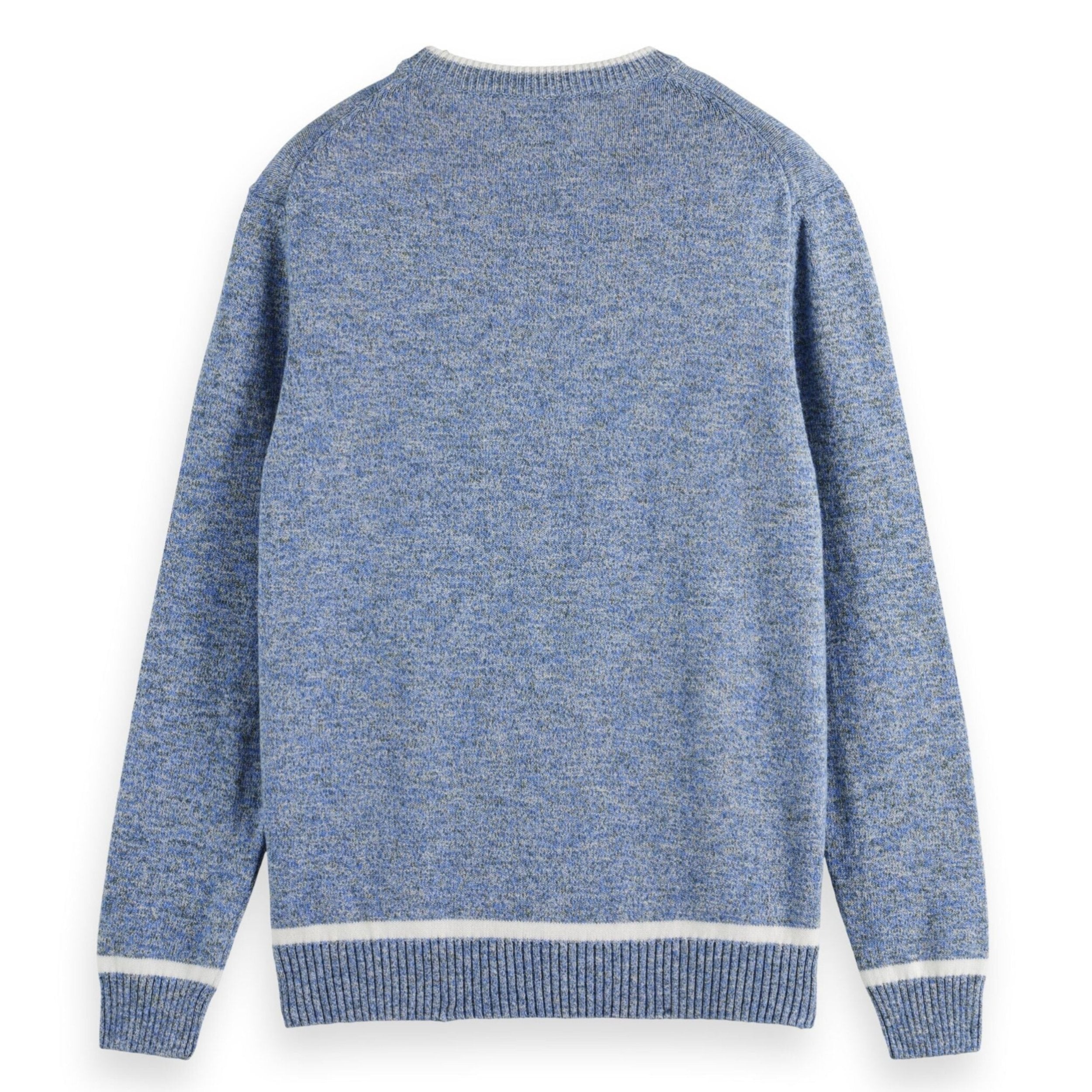 Blue Melange Regular Crew Neck Cotton Blend