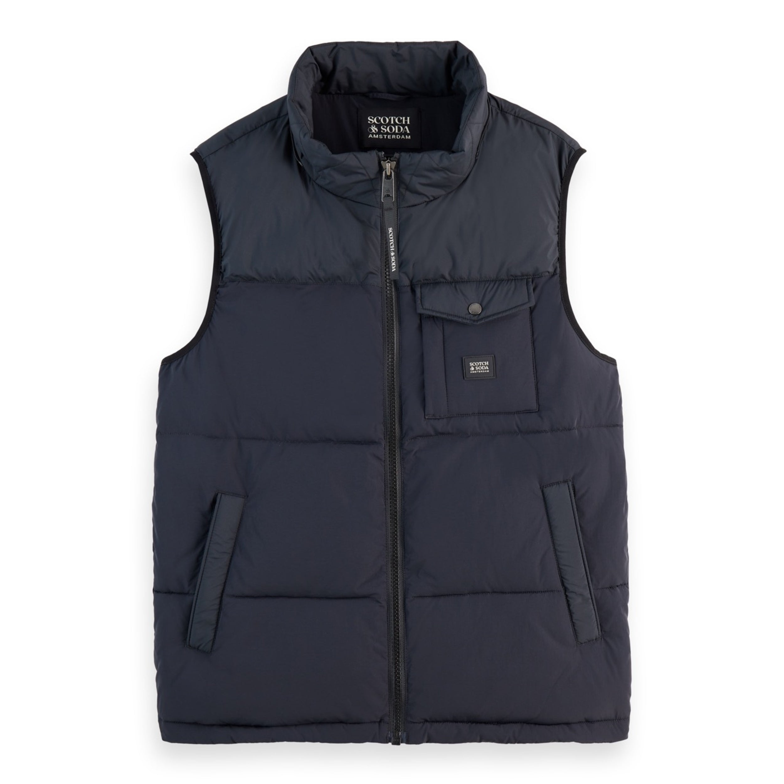 Black Quilted Hooded Vest