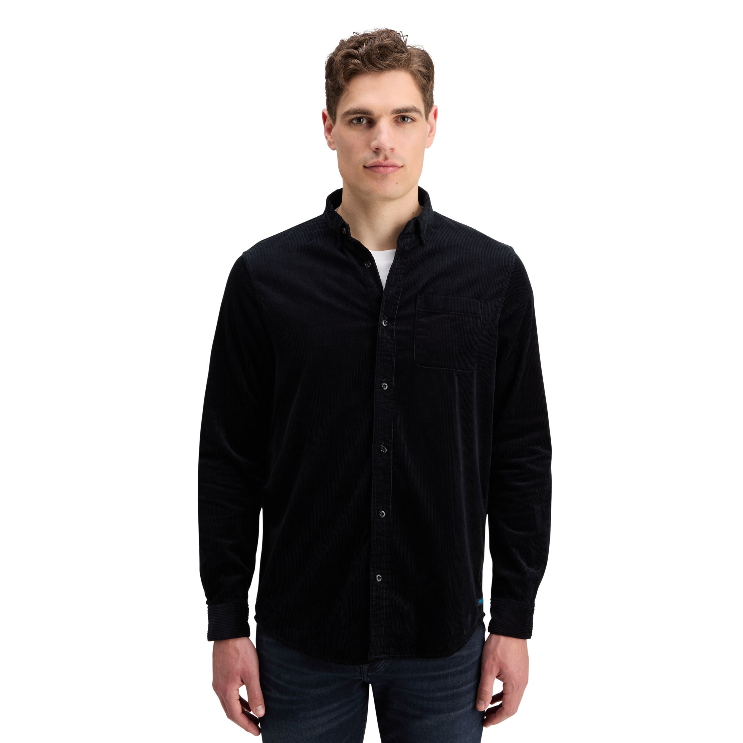 Black Solid Corduroy Shirt