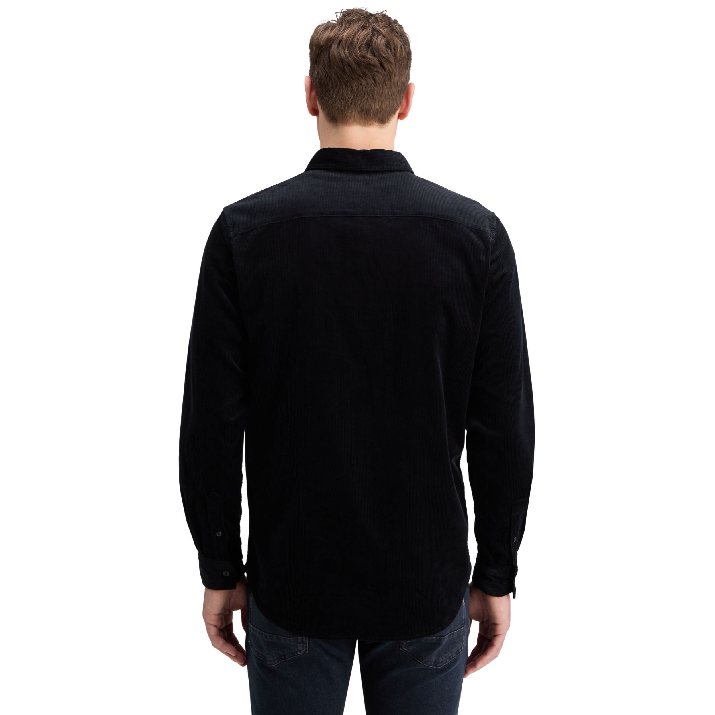 Black Solid Corduroy Shirt