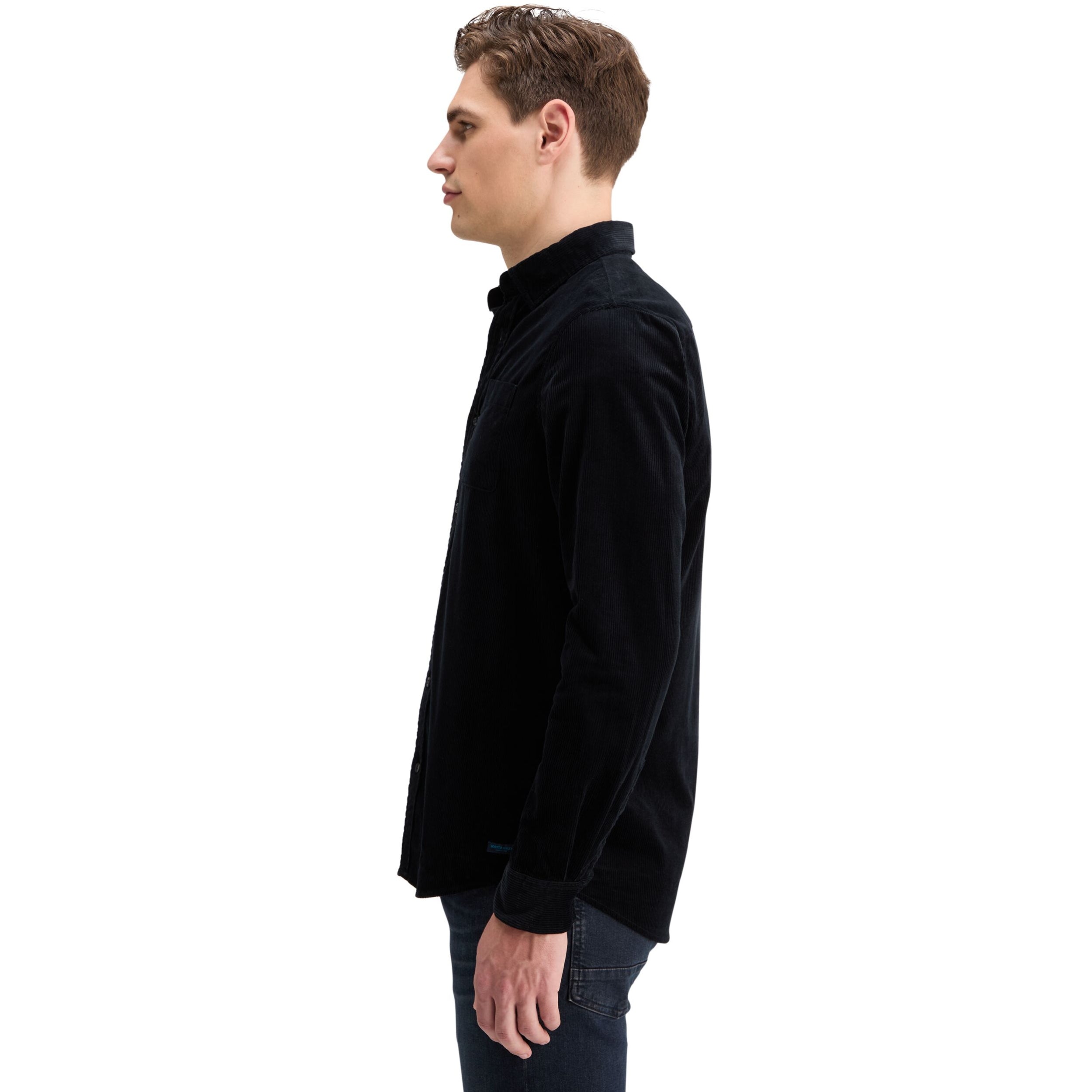 Black Solid Corduroy Shirt
