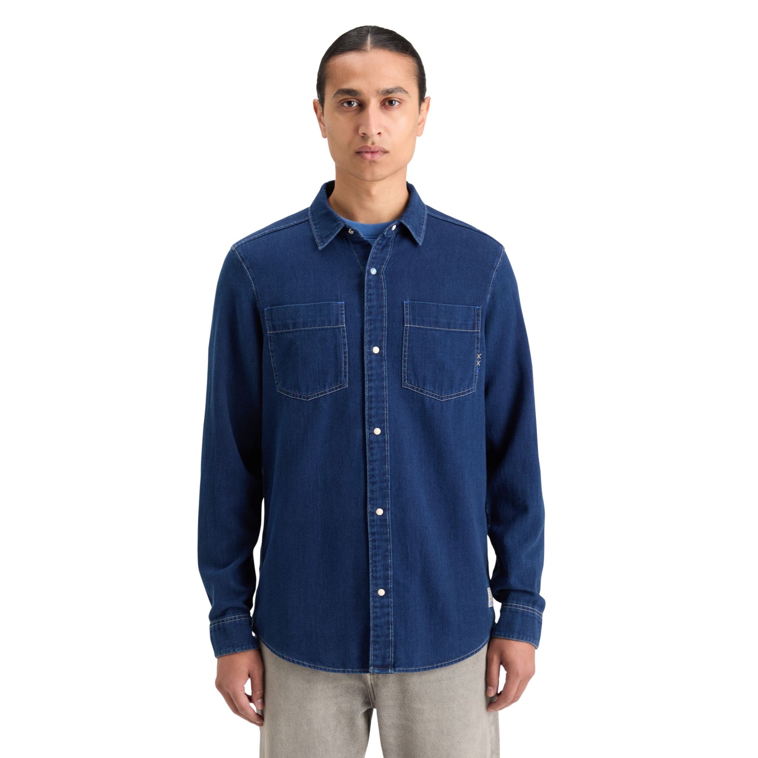 Indigo Regular Fit Premium Indigo Twill Washed Shirt