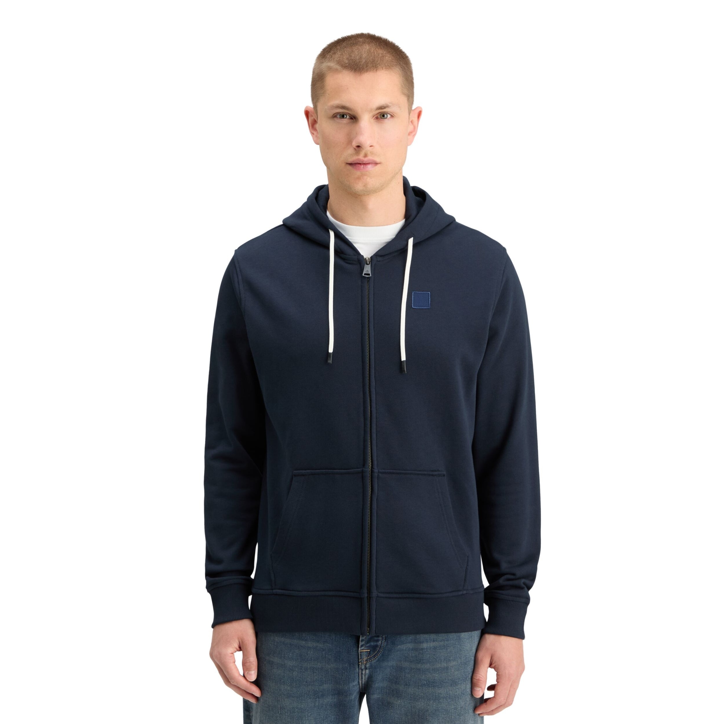 Logo Badge Zip-Through Hoodie - Blue