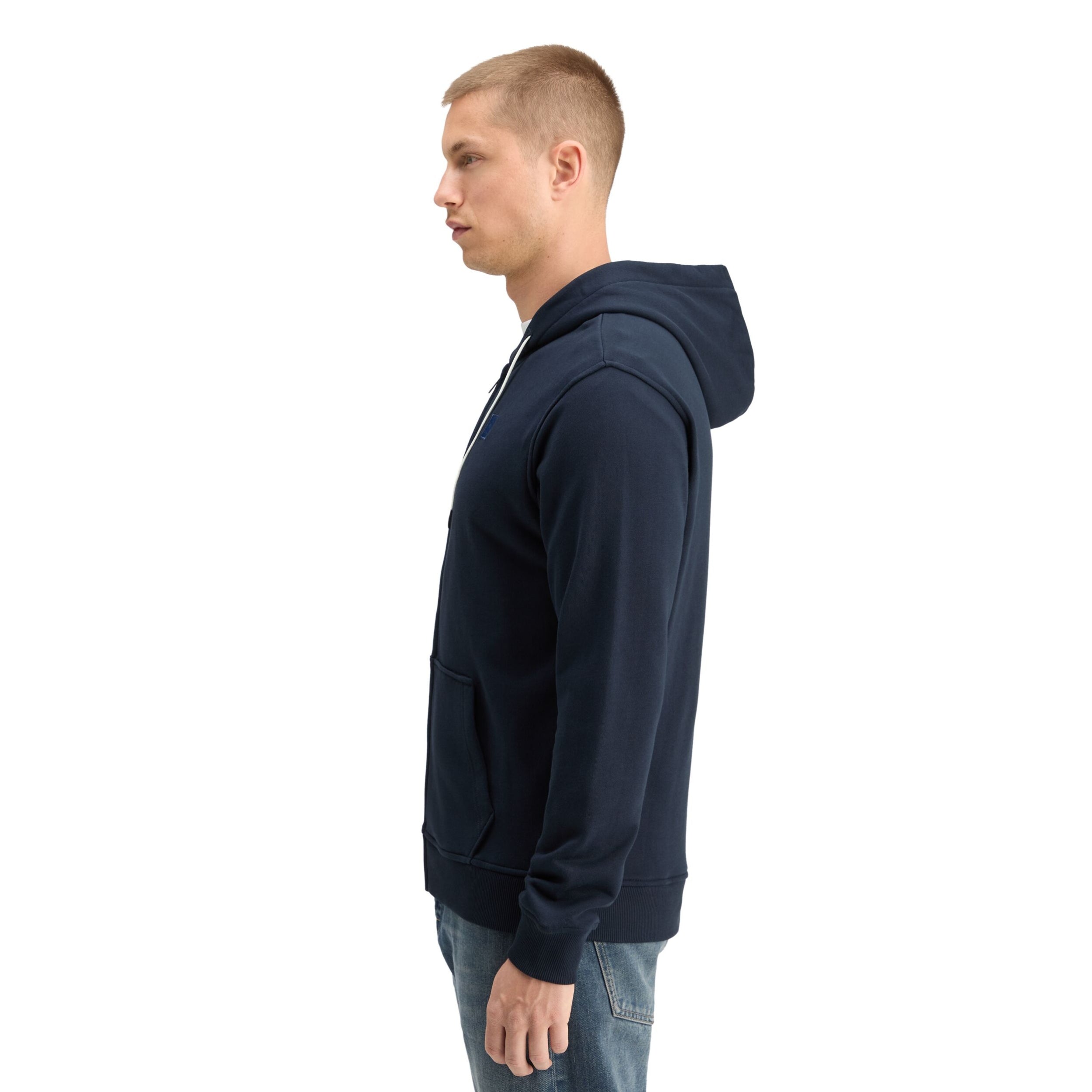 Logo Badge Zip-Through Hoodie - Blue