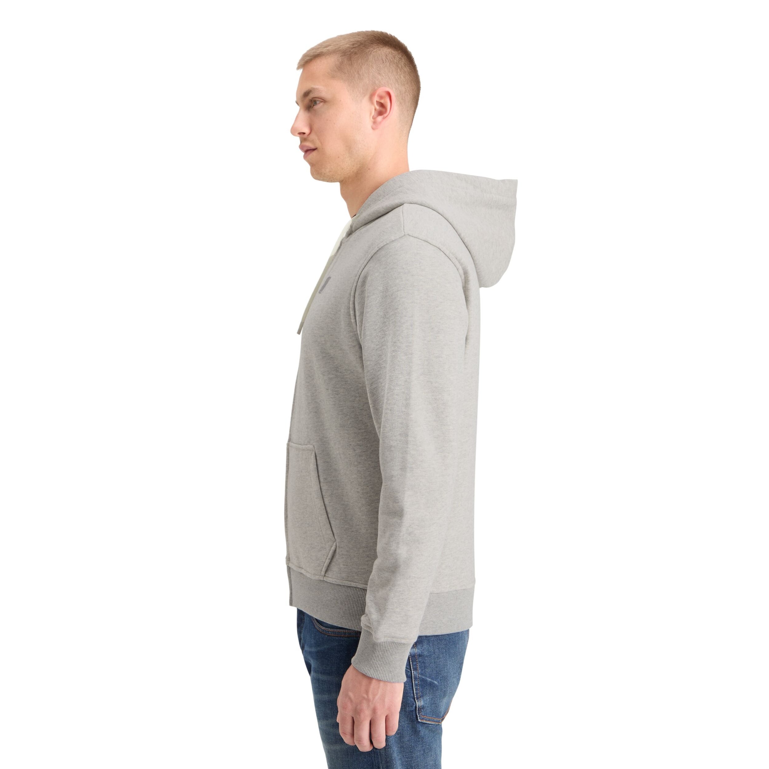 Logo Badge Zip-Through Hoodie - Grey