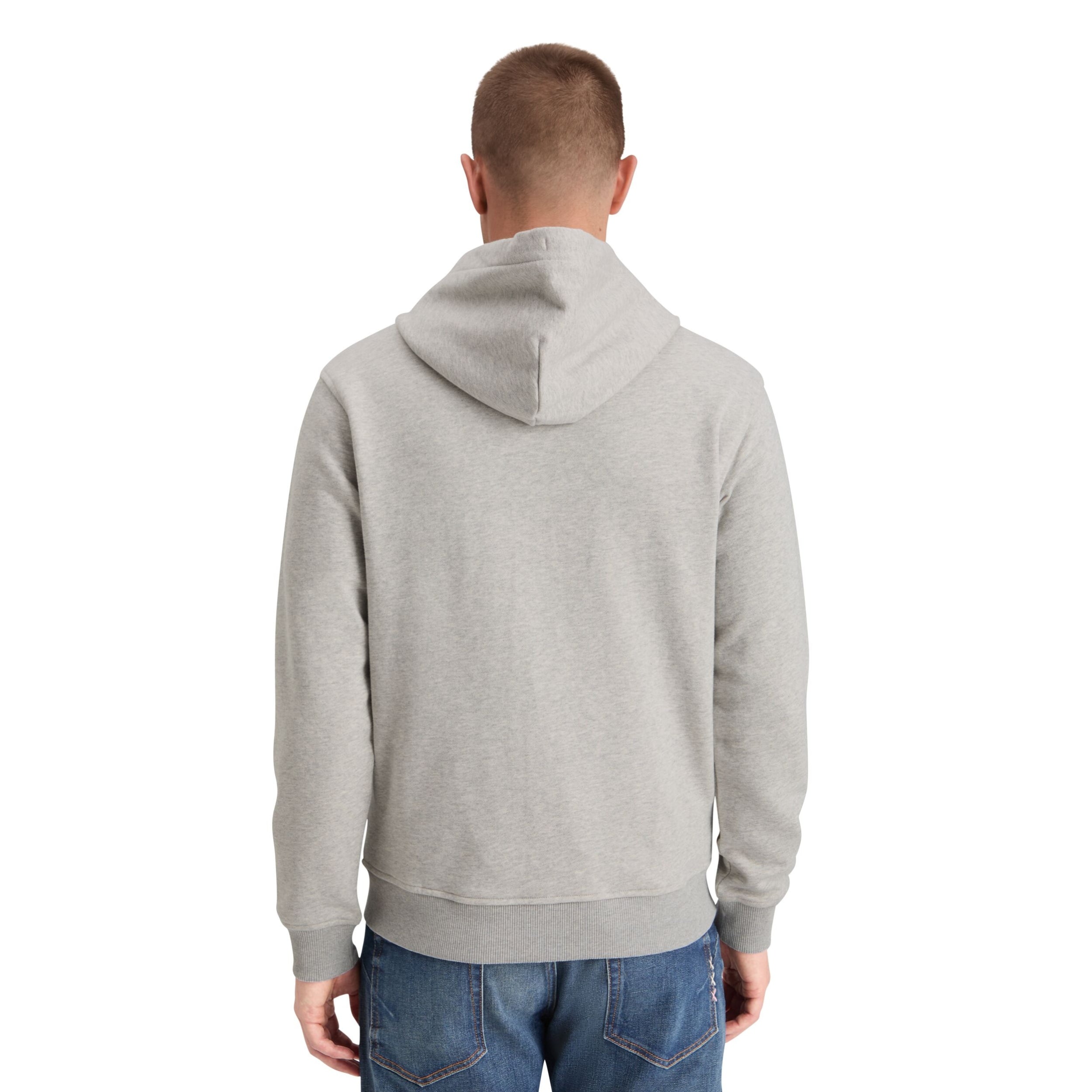 Logo Badge Zip-Through Hoodie - Grey