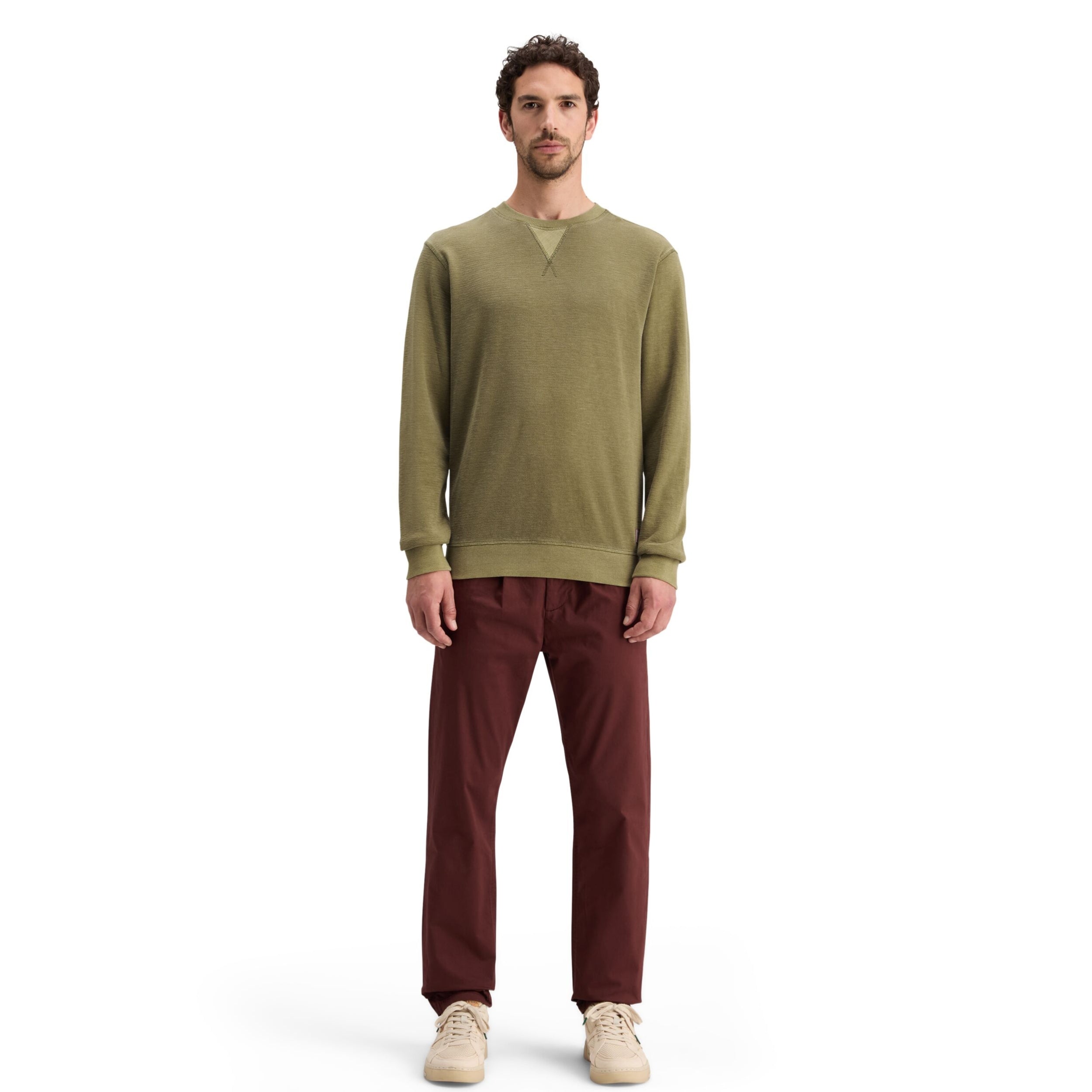 Moss Green Garment Dyed Structured Sweatshirt