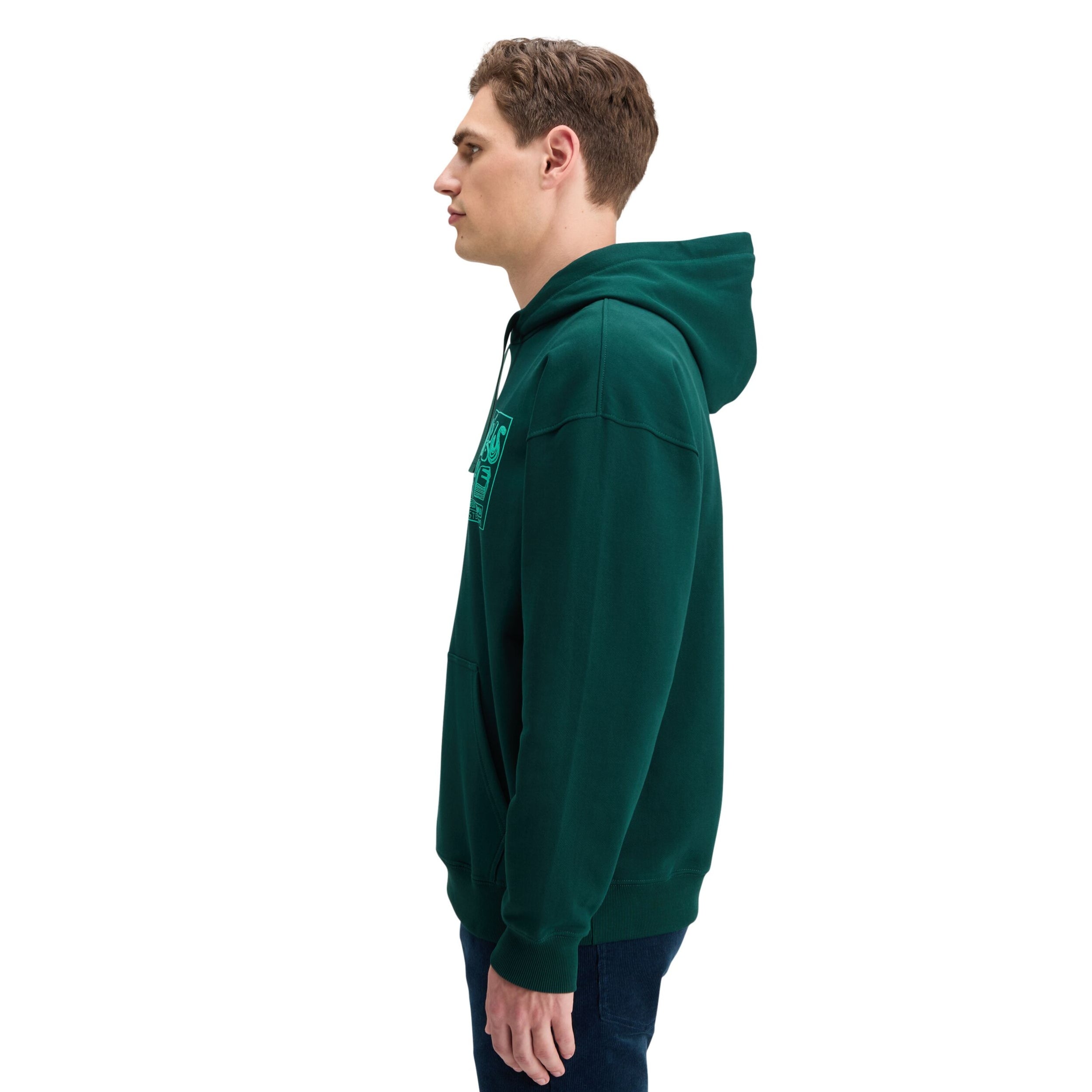 Cypress Green Loose Fit Artwork Hoodie