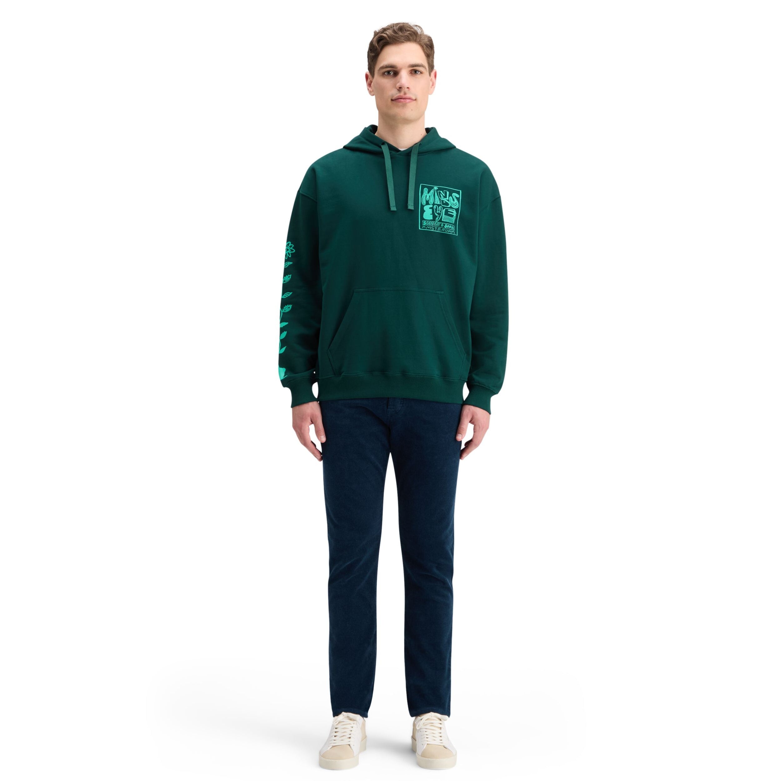 Cypress Green Loose Fit Artwork Hoodie