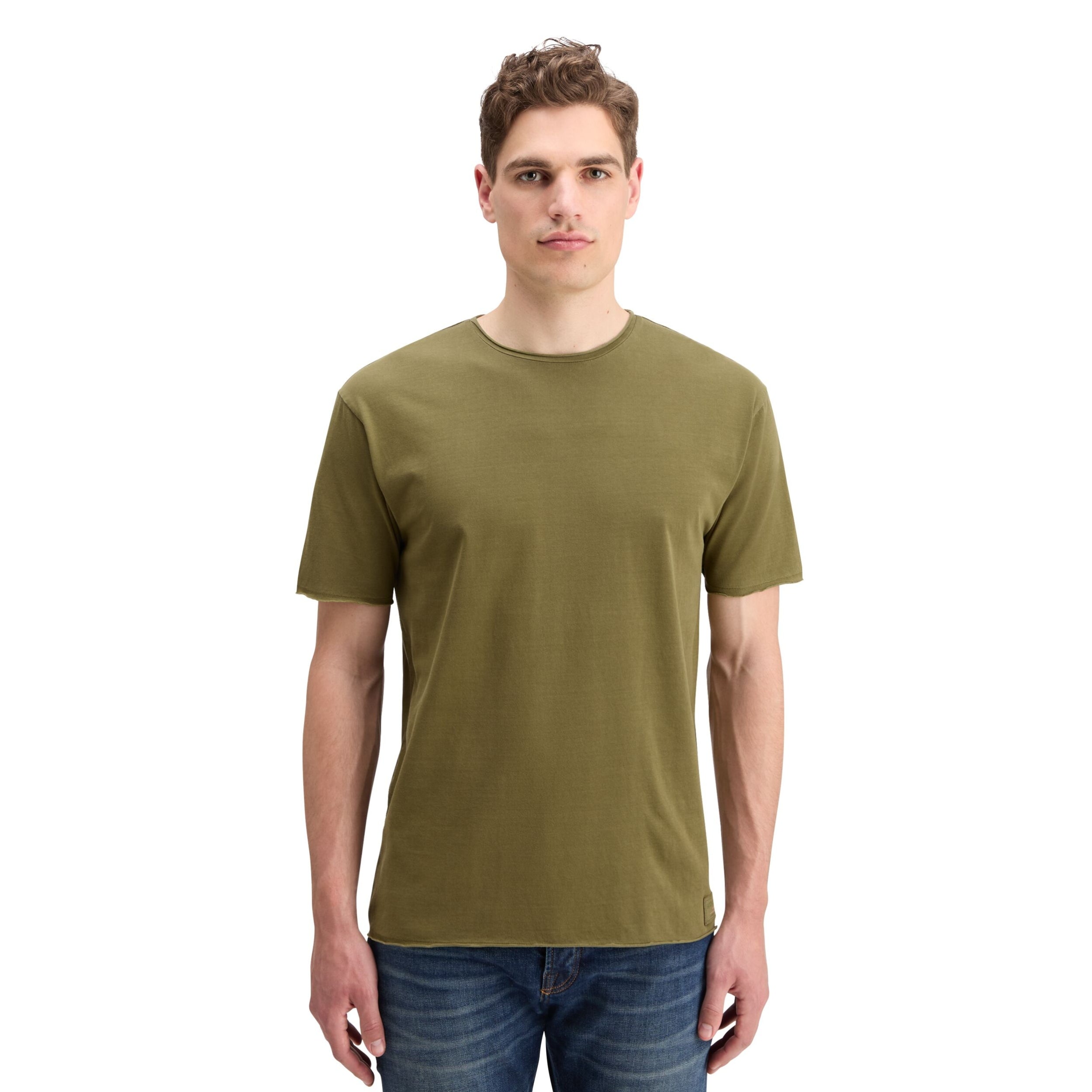 Moss Green Raw Edge Garment Dye T-Shirt