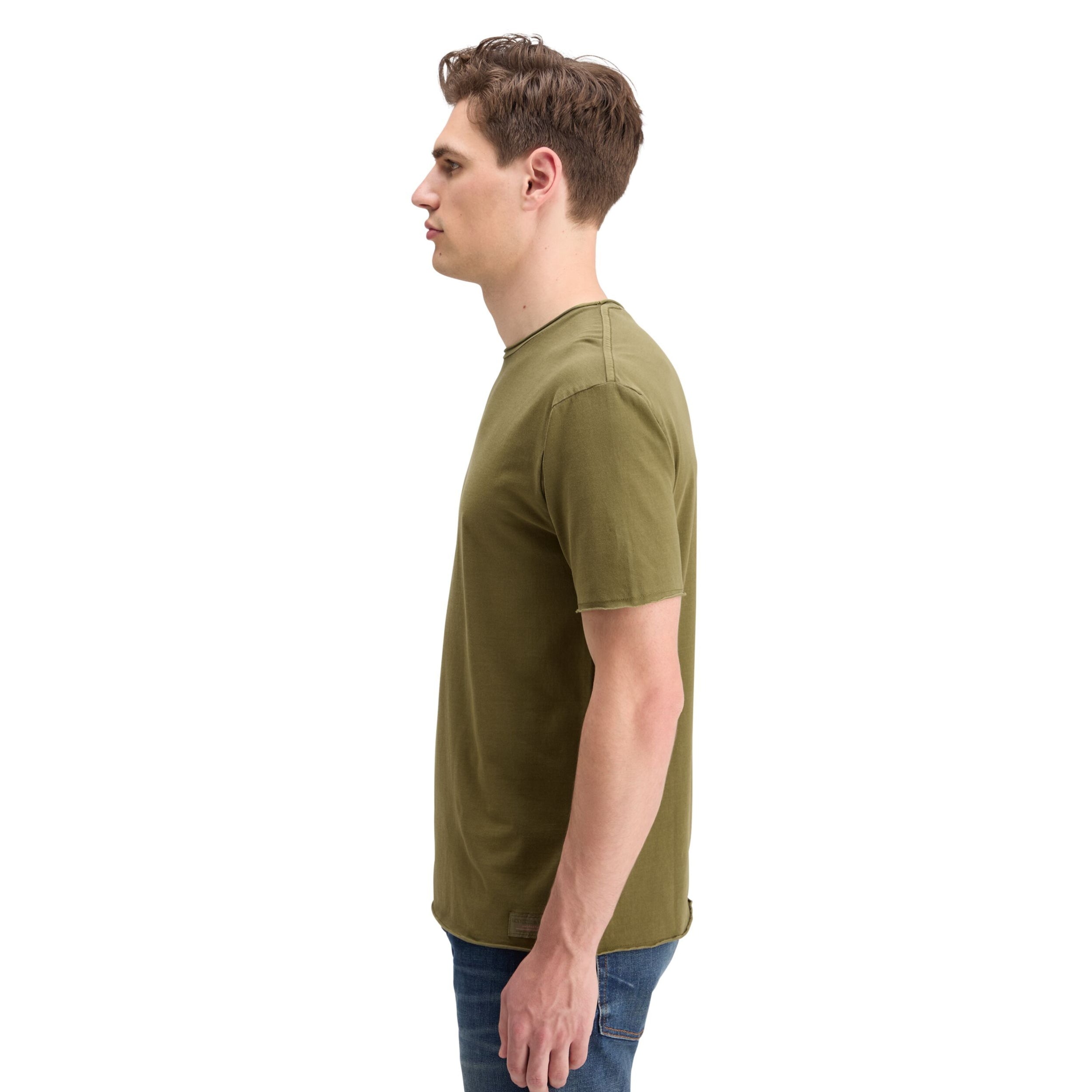 Moss Green Raw Edge Garment Dye T-Shirt