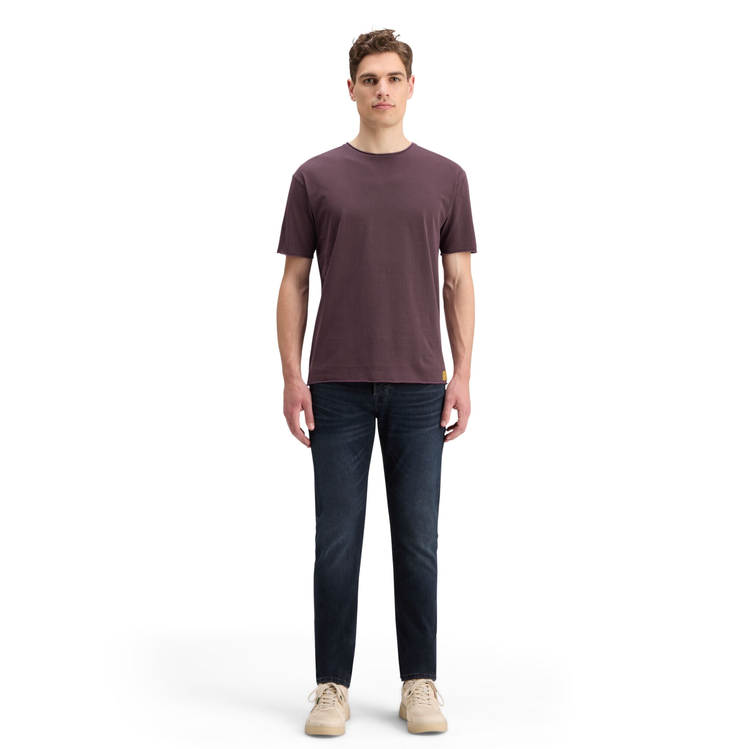 Berry Raw Edge Garment Dye T-Shirt