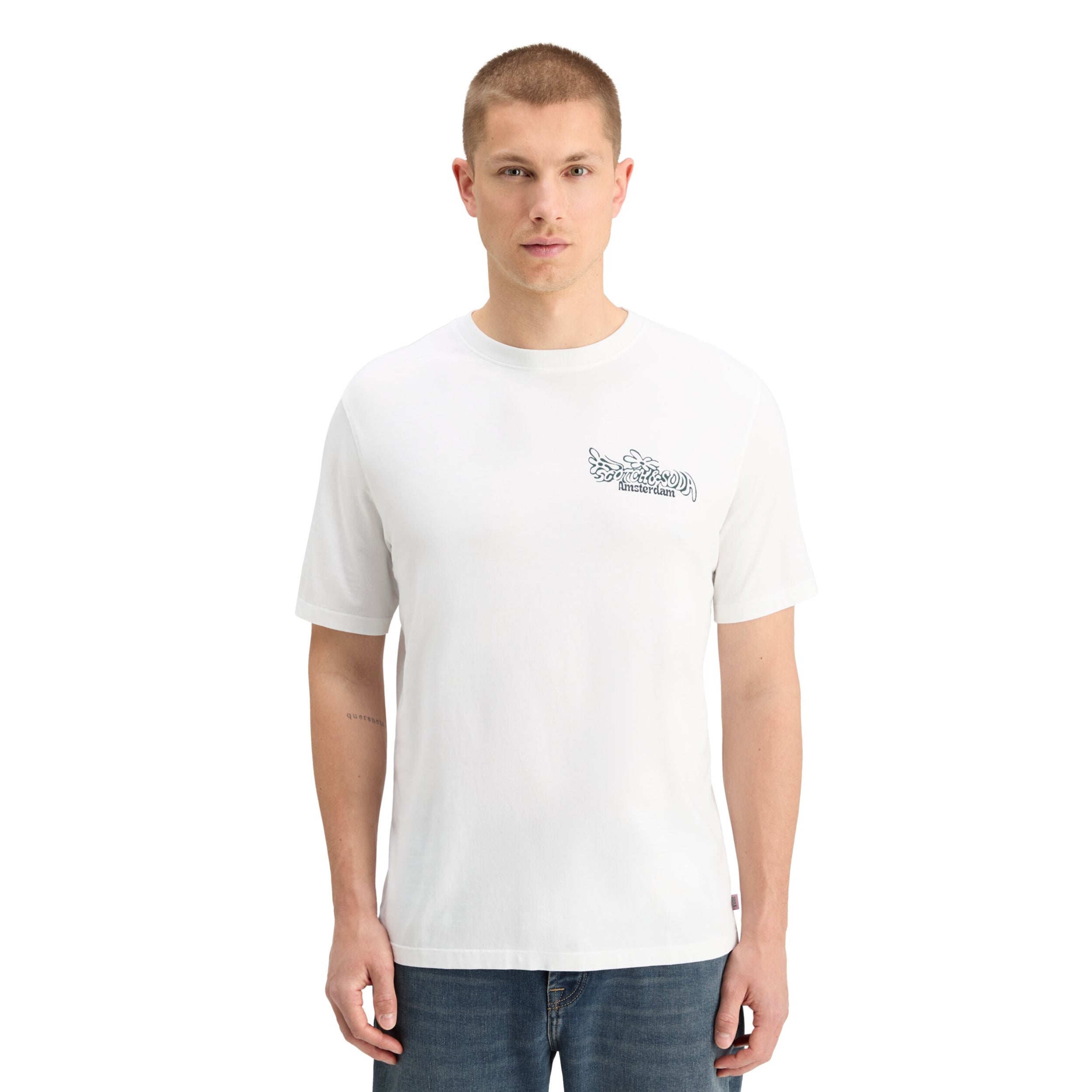 White Regular Fit Front Back Artwork T-Shirt