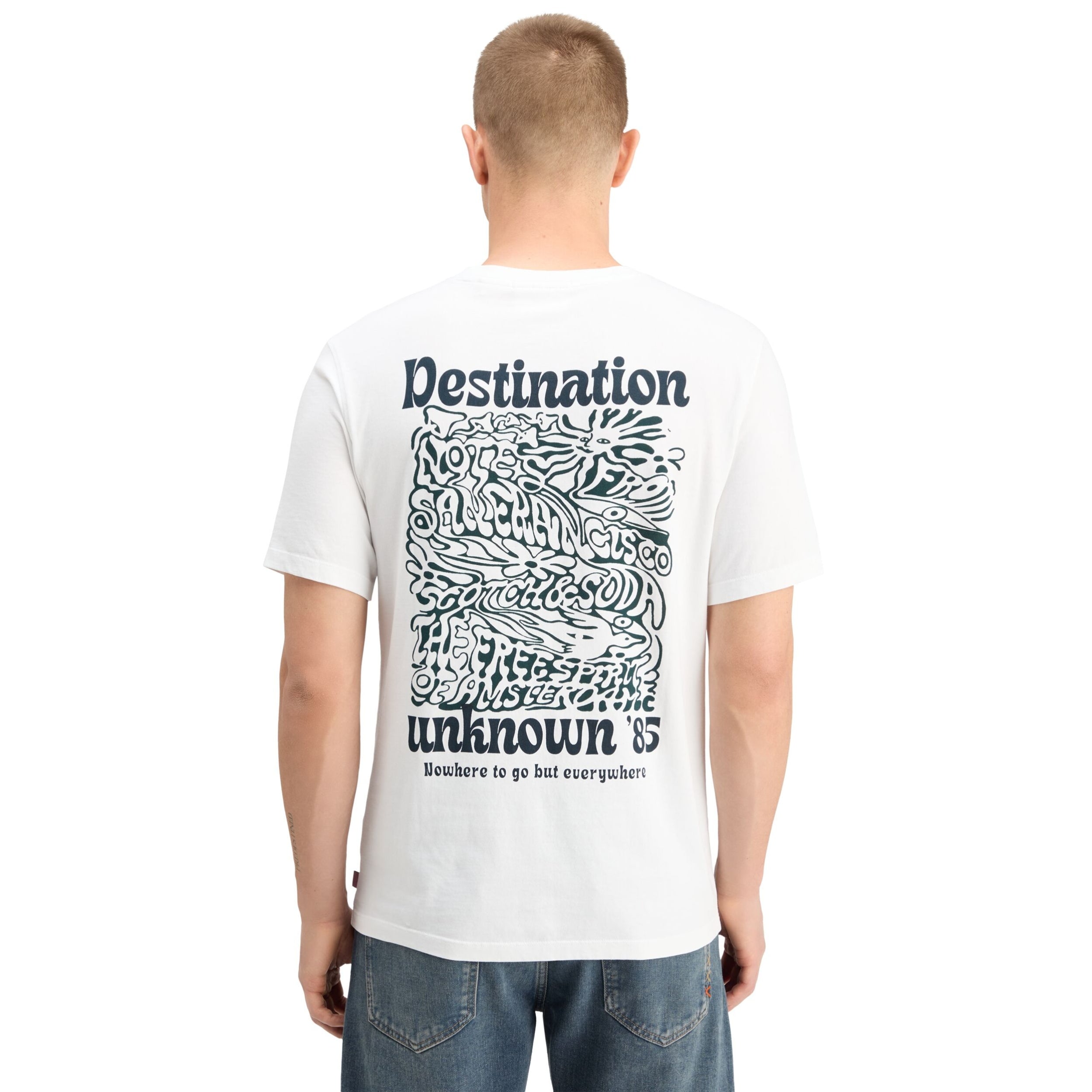 White Regular Fit Front Back Artwork T-Shirt