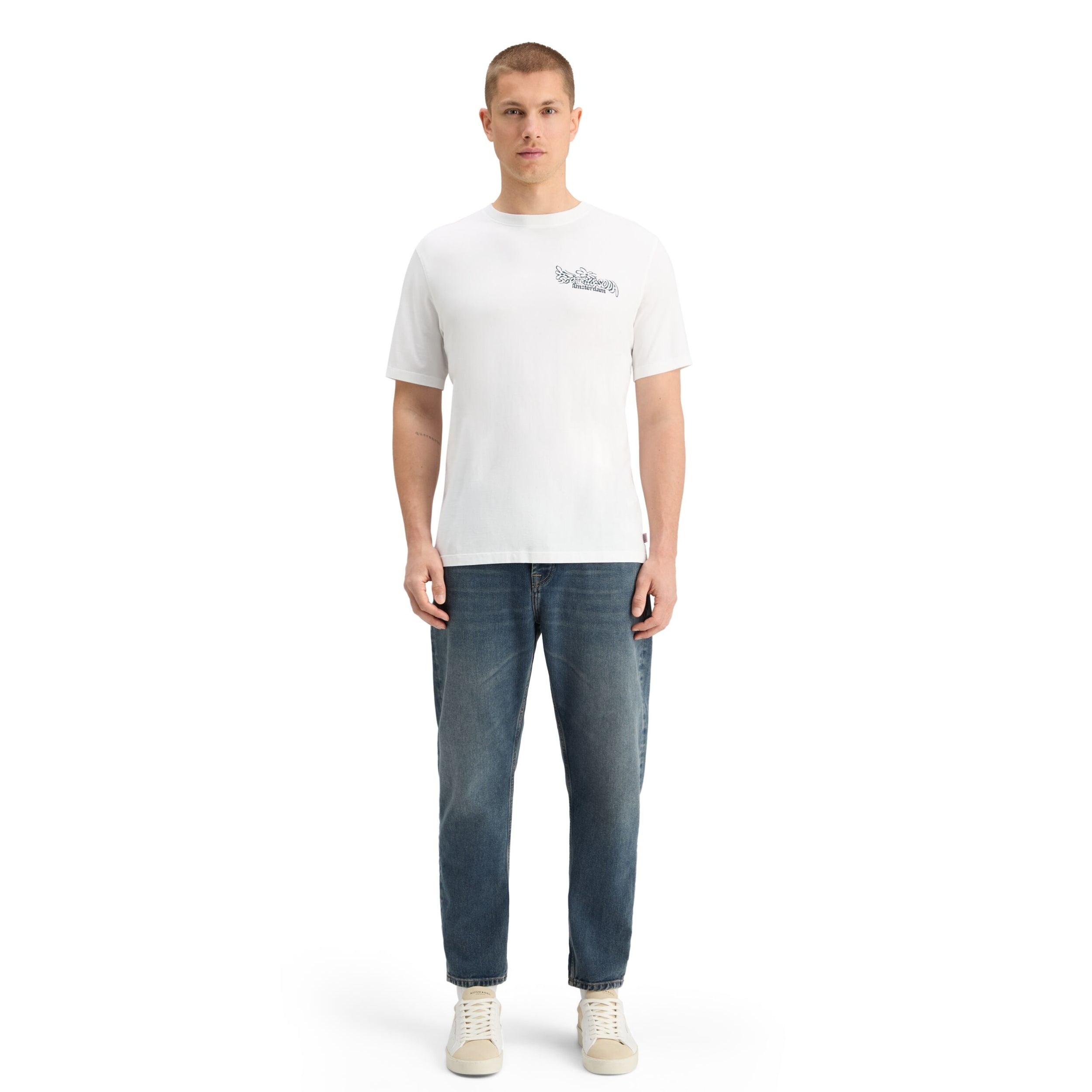 White Regular Fit Front Back Artwork T-Shirt