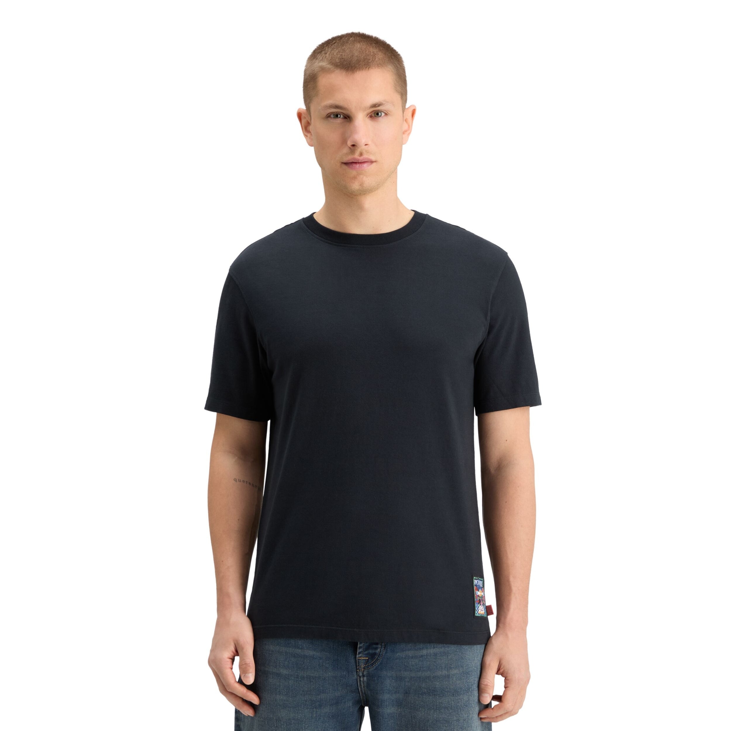 Black Regular Fit Front Back Artwork T-Shirt