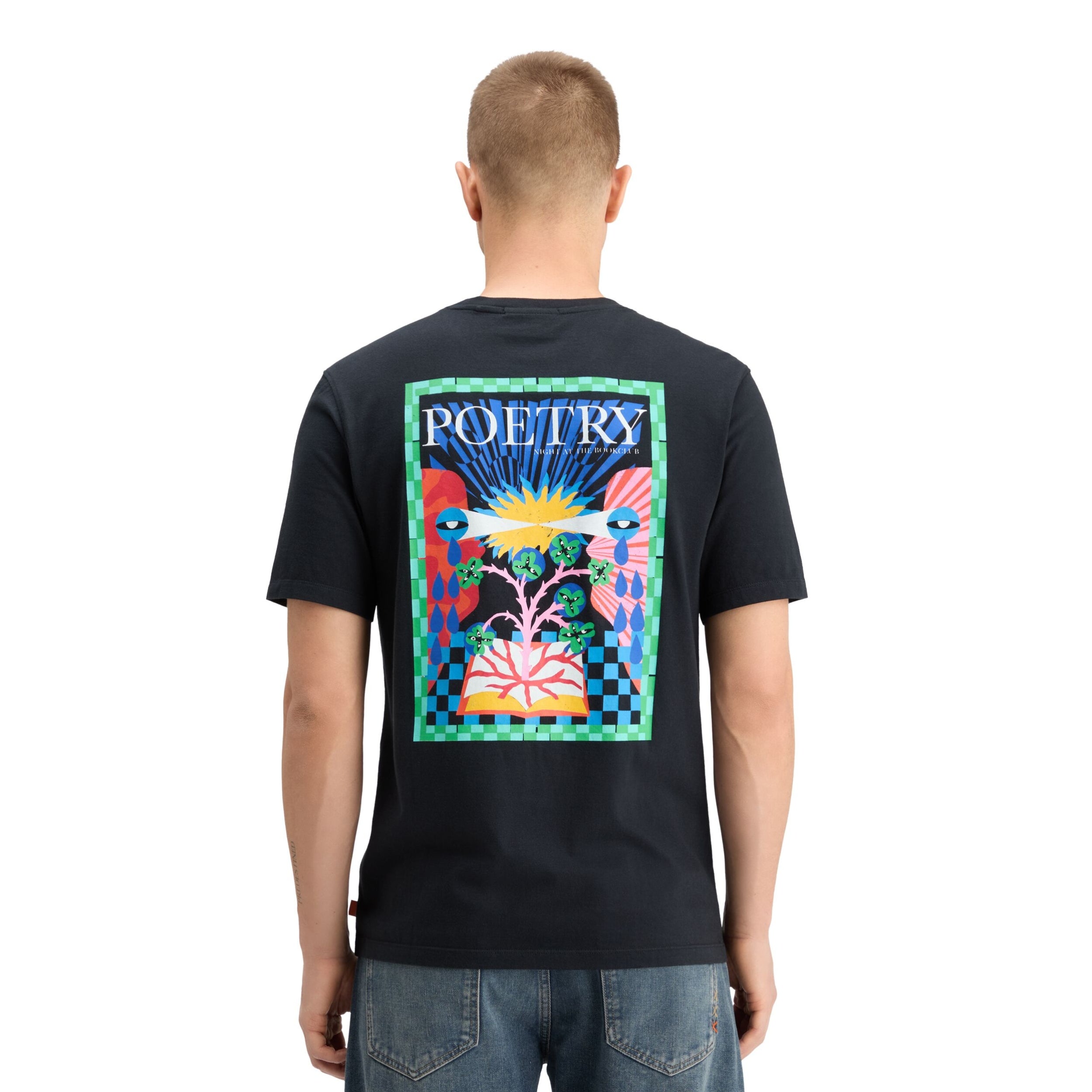 Black Regular Fit Front Back Artwork T-Shirt