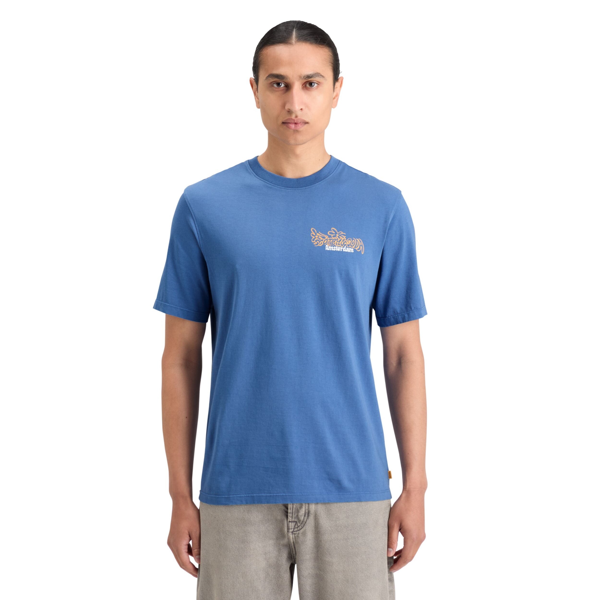 T-shirt bleu clair coupe classique avec motif imprimé recto verso