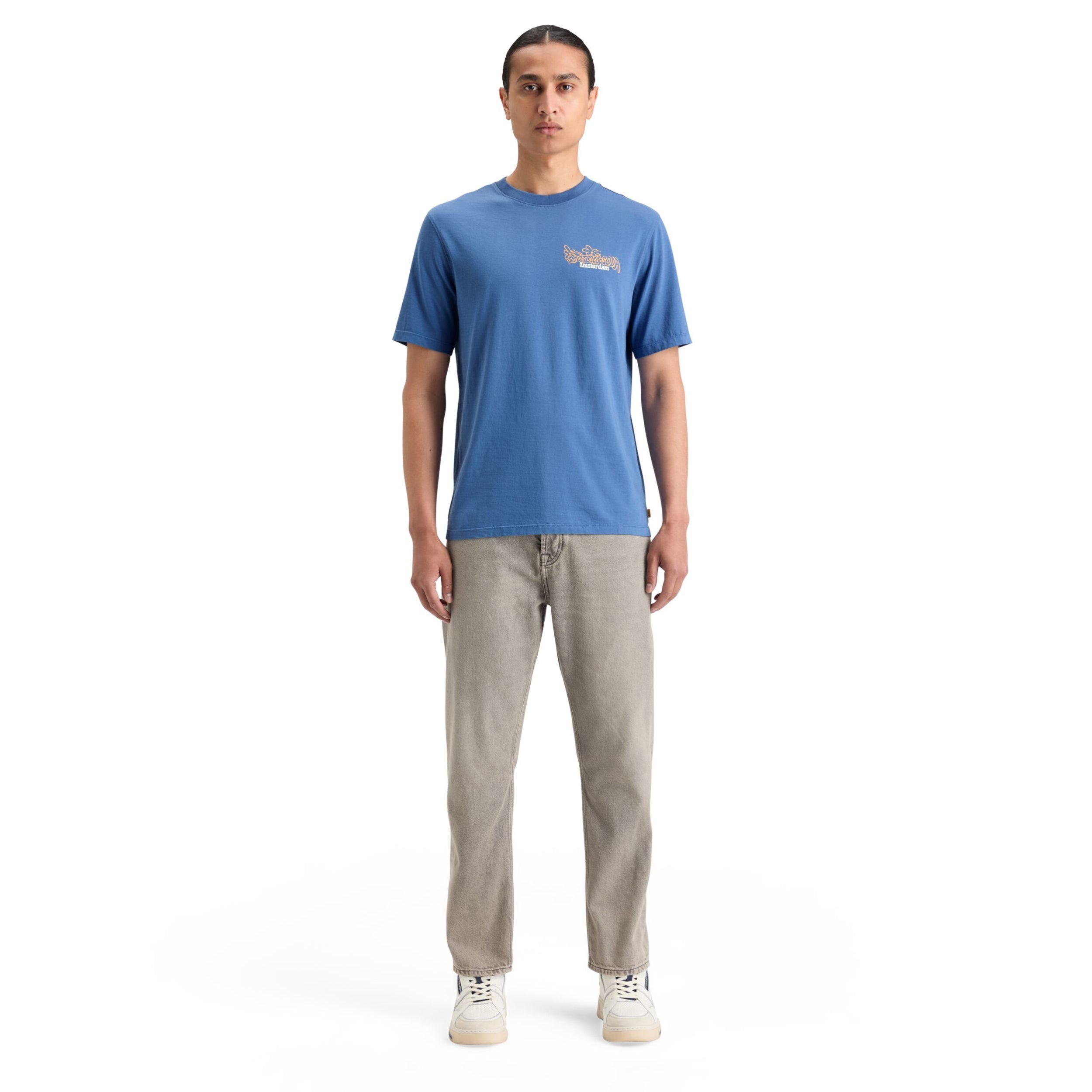 T-shirt bleu clair coupe classique avec motif imprimé recto verso