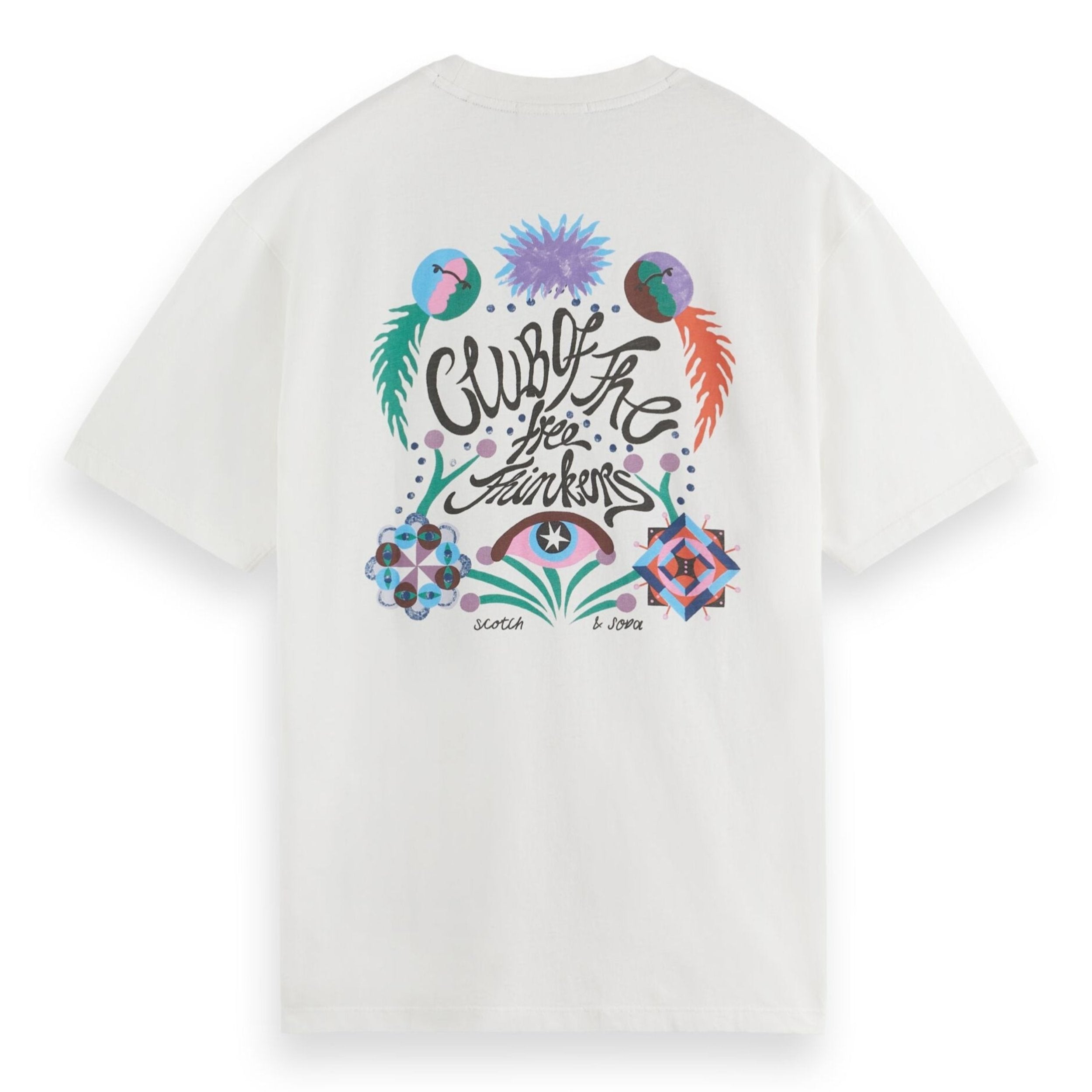 White Relaxed Fit Front Back Artwork T-Shirt
