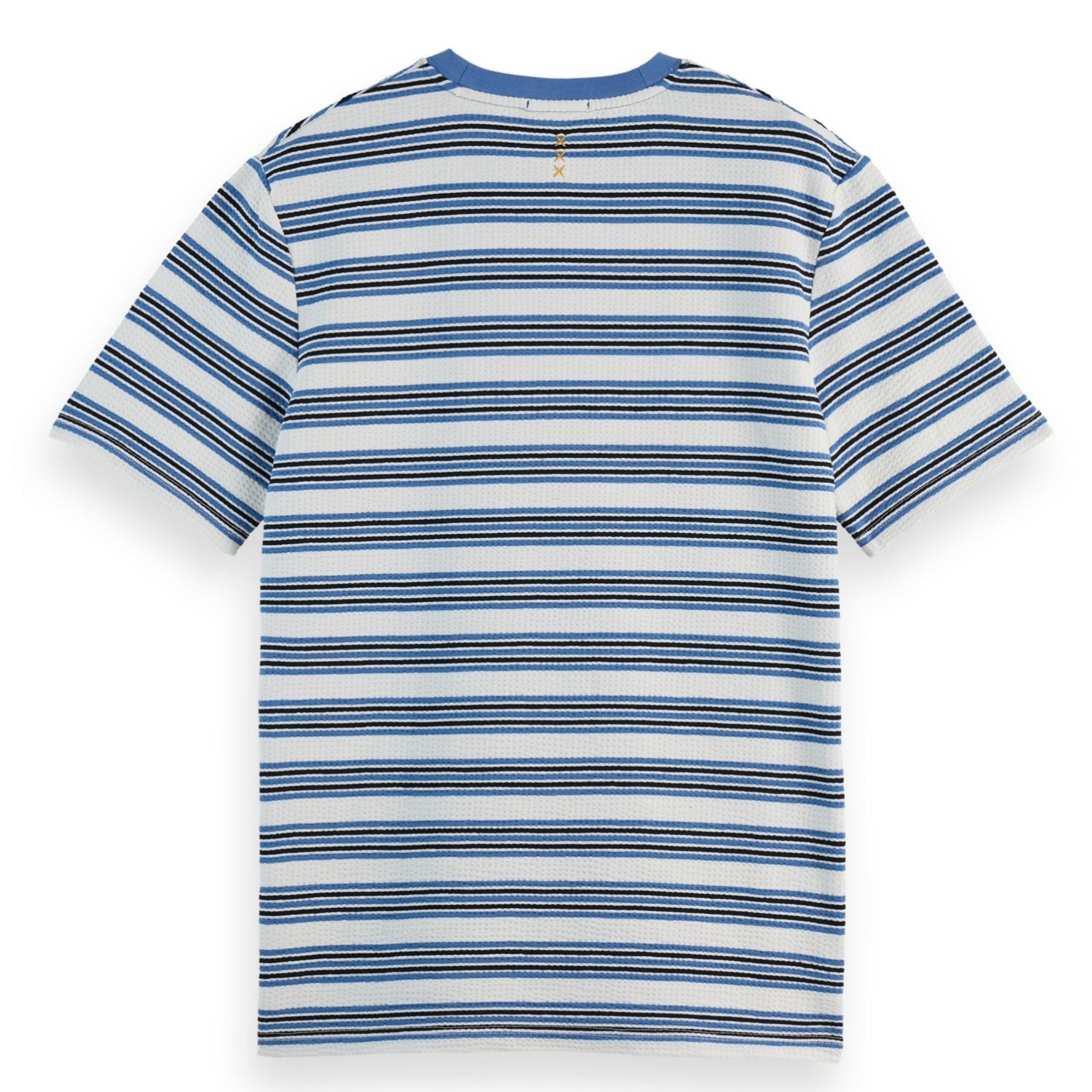 Blue White Stripe Yarn Dyed Stripe Waffle T-Shirt
