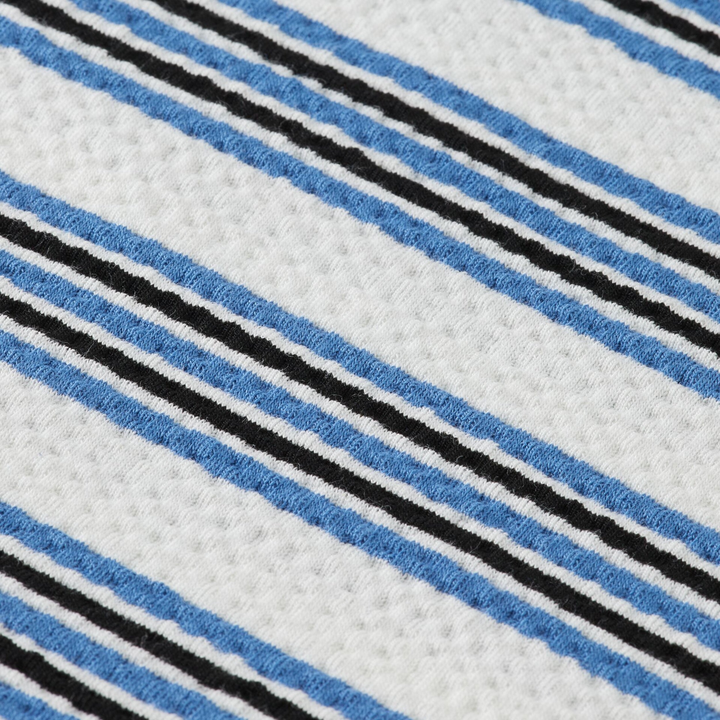 Blue White Stripe Yarn Dyed Stripe Waffle T-Shirt