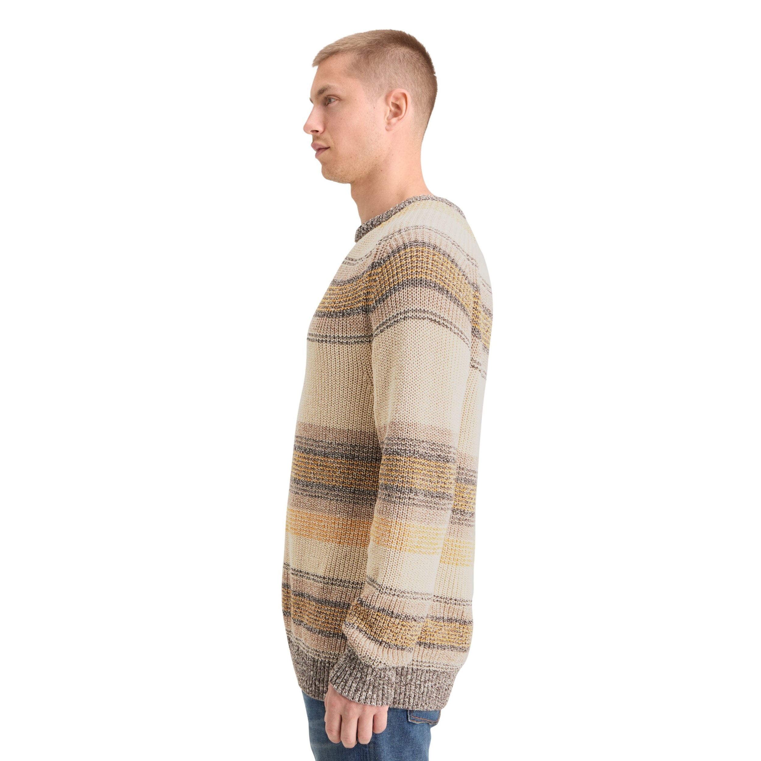 Brown Stripe Gradient Cotton Stripes Sweater