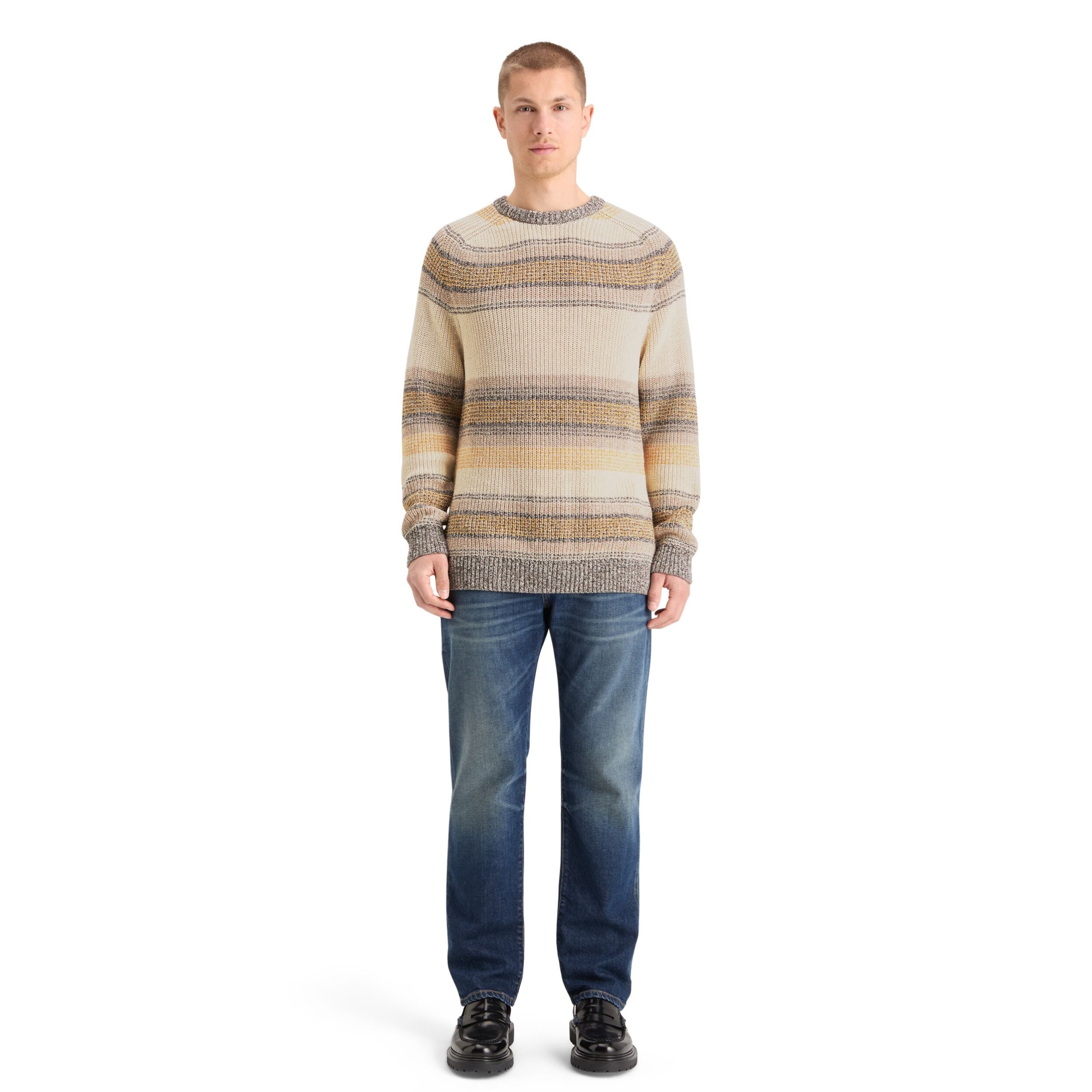 Brown Stripe Gradient Cotton Stripes Sweater