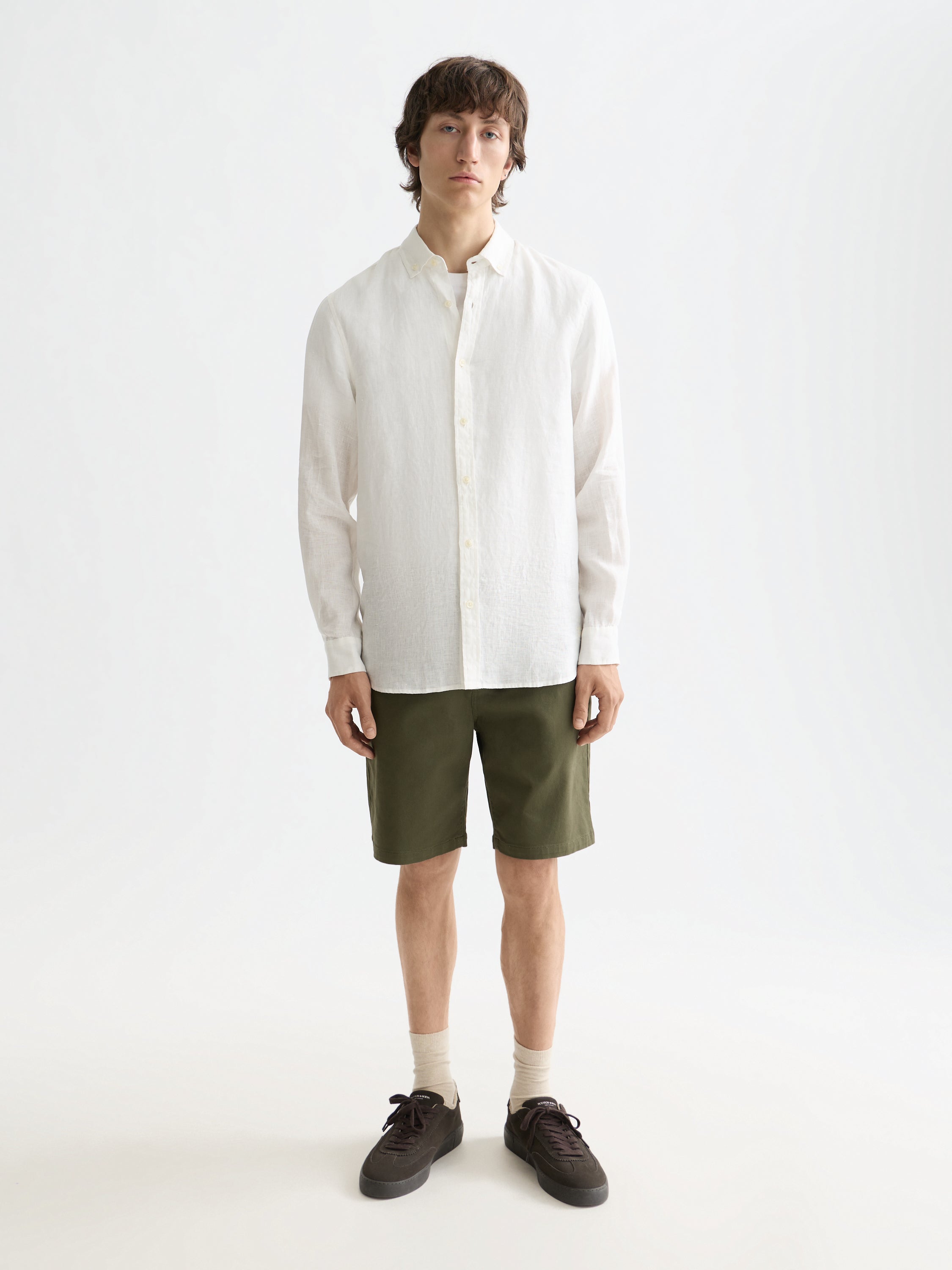 Core Linen Shirt Long Sleeve Button Down - Off White