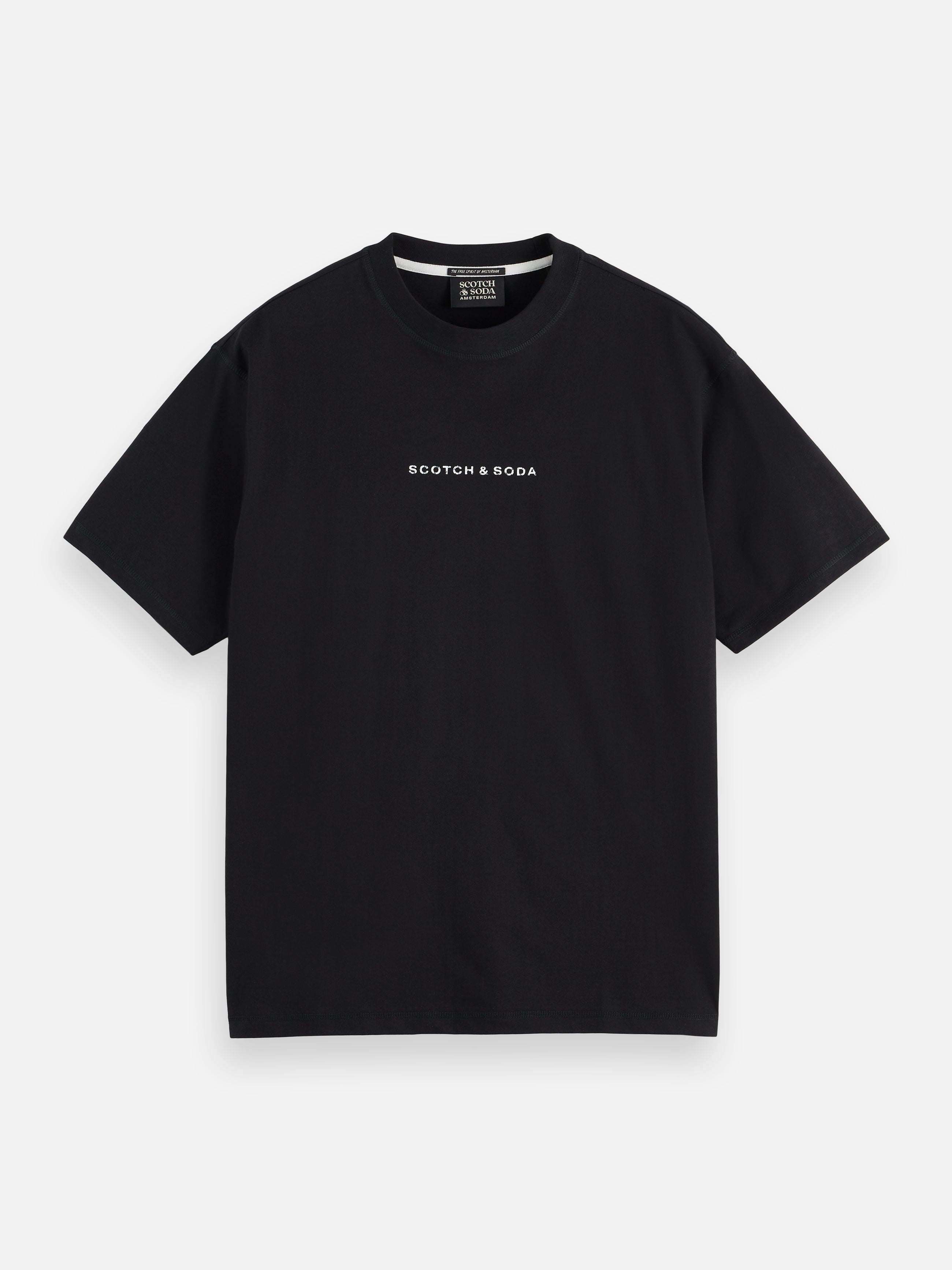 T-shirt noir avec logo sur la poitrine