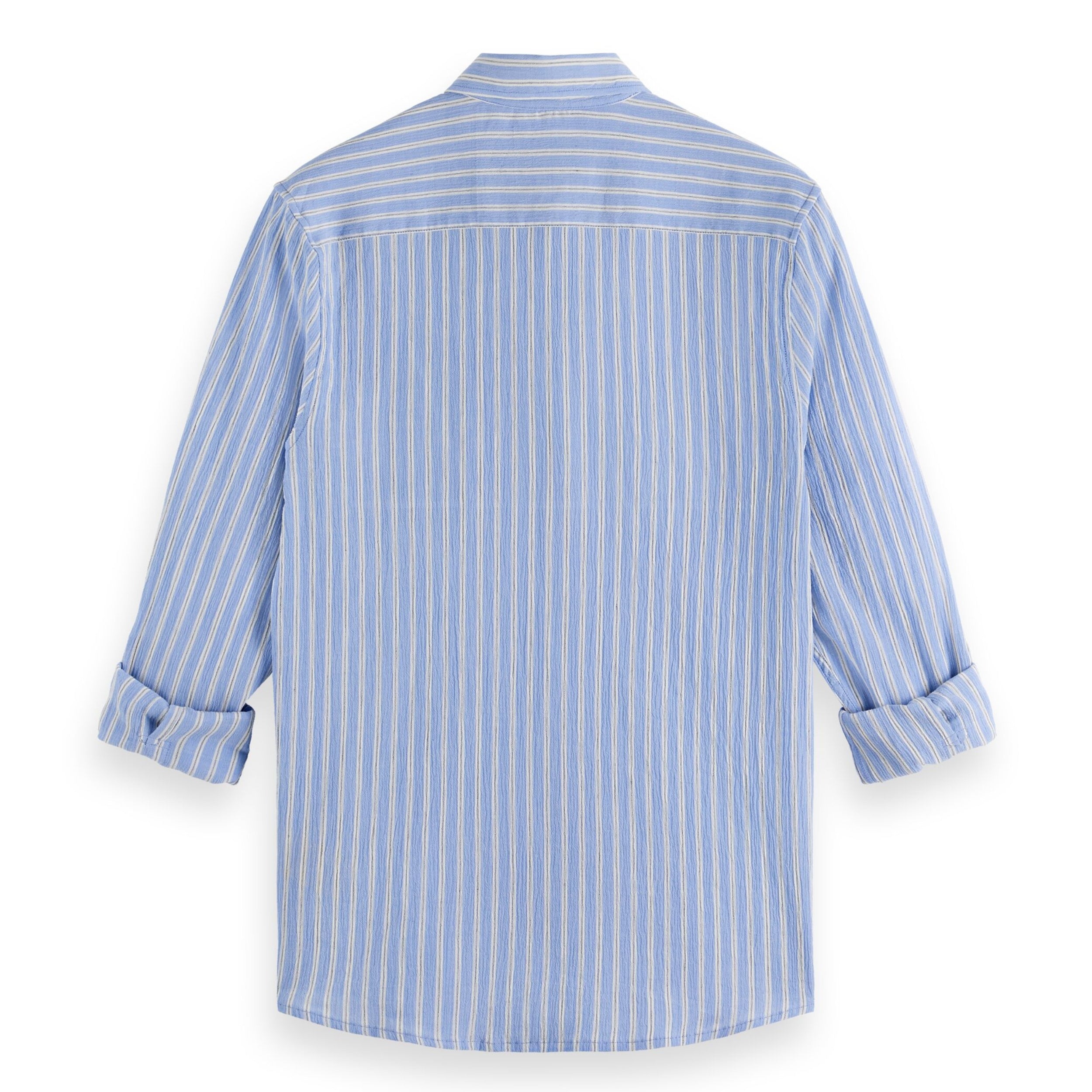 Spring Blue Stripe Regular Fit Crinkle Striped Shirt
