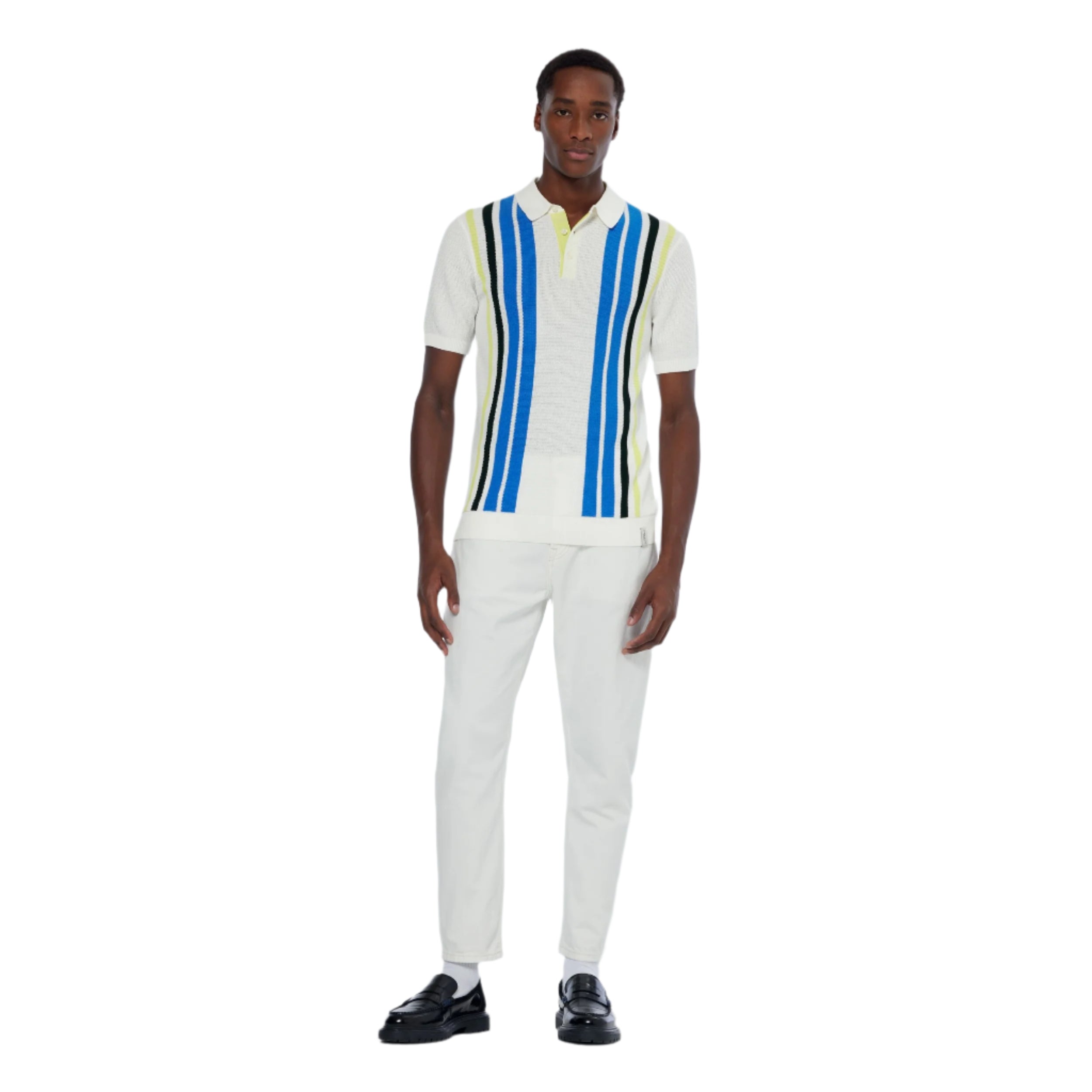 Swan Structured Knitted Striped Polo