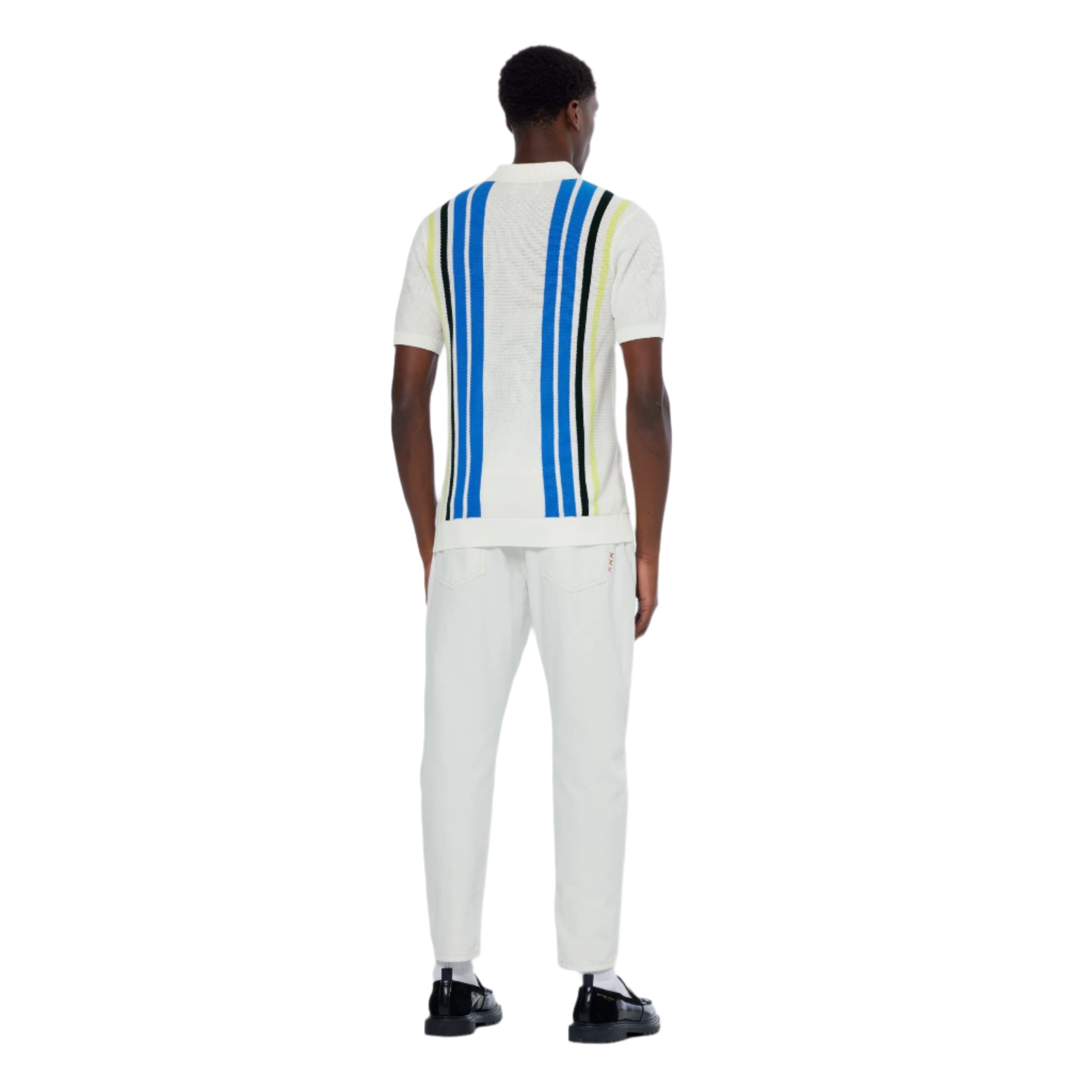 Swan Structured Knitted Striped Polo