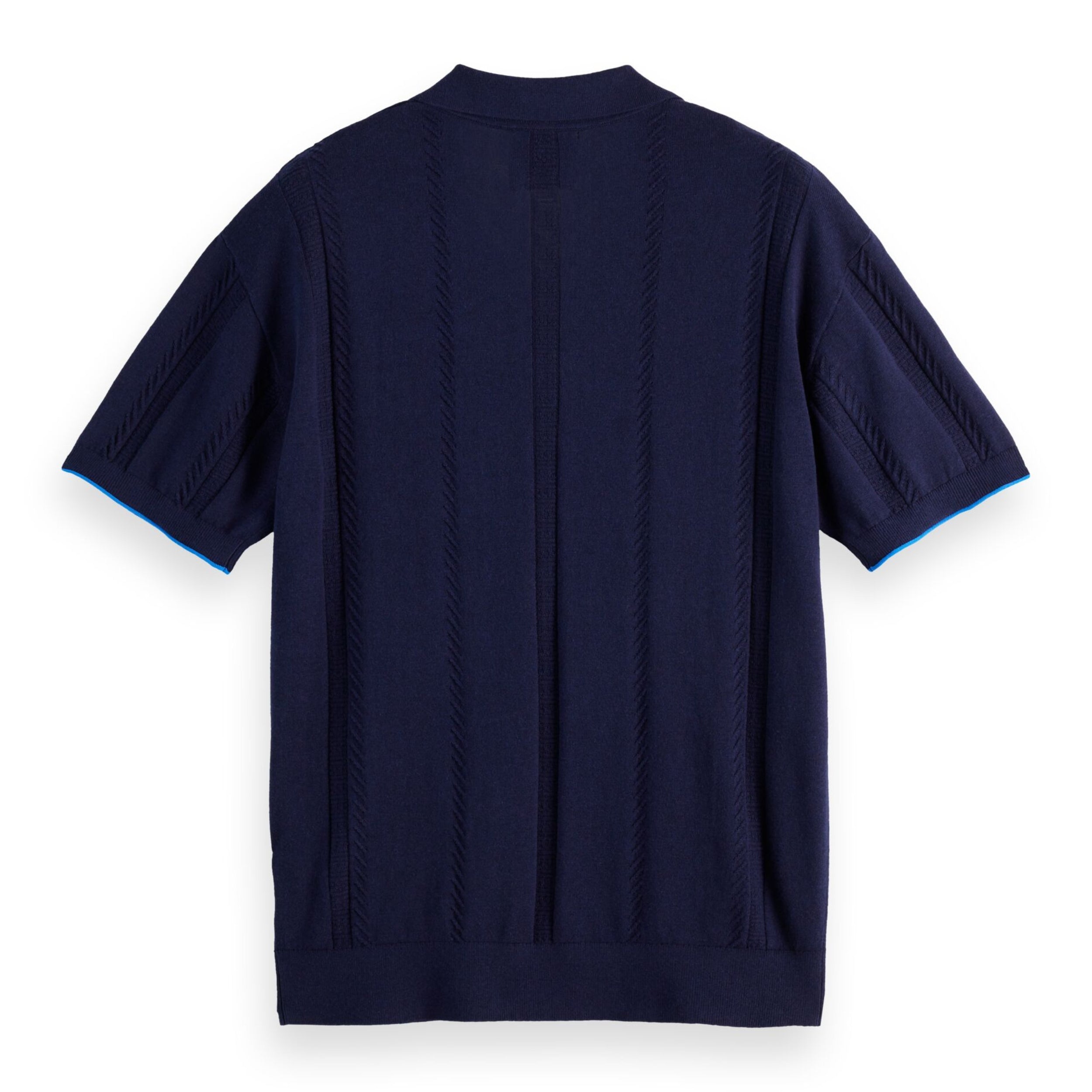 Navy Knitted V-Neck Relaxed Fit Polo