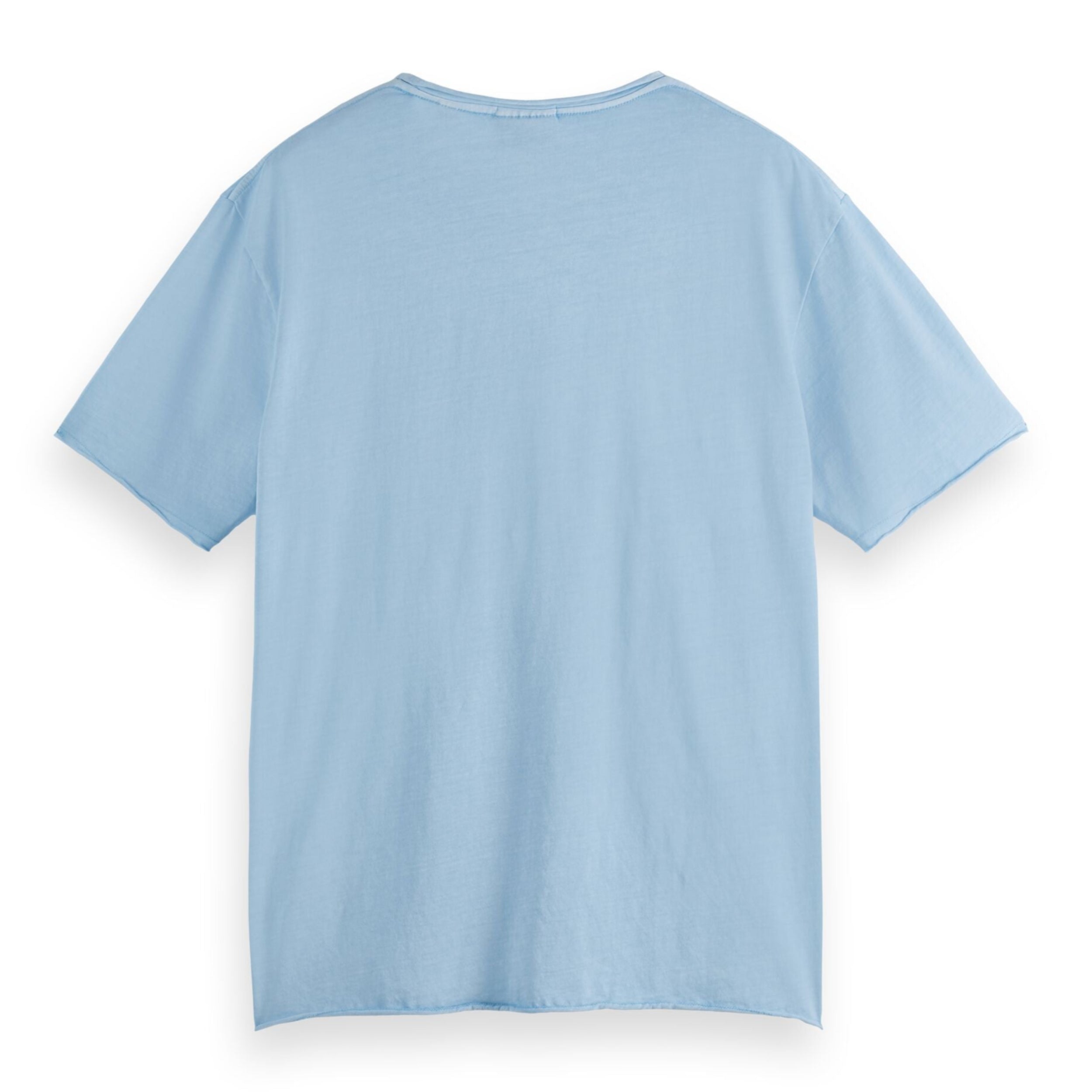T-shirt bleu printemps à bords francs et coupe décontractée