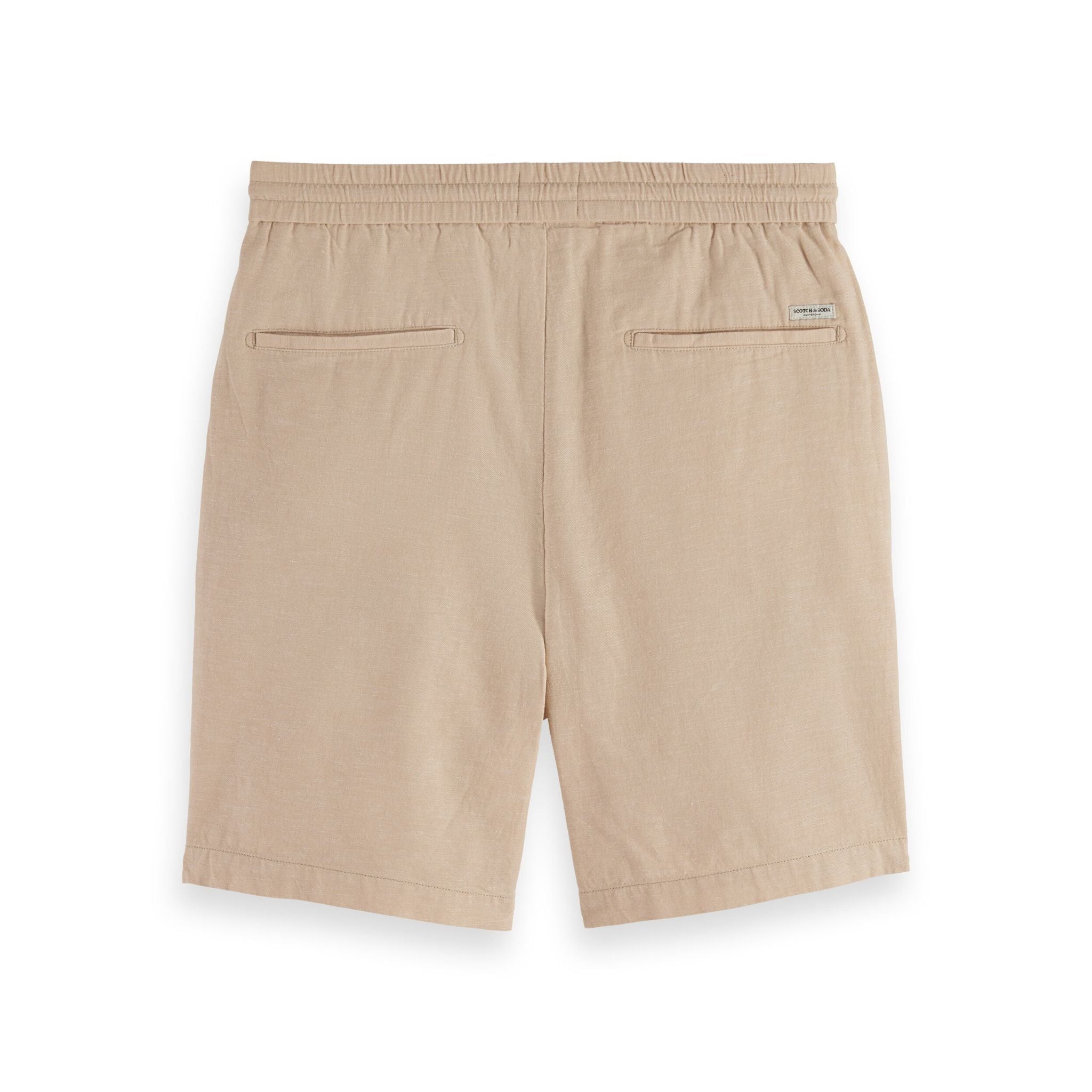 Beige Fave Cotton And Linen Twill Bermuda