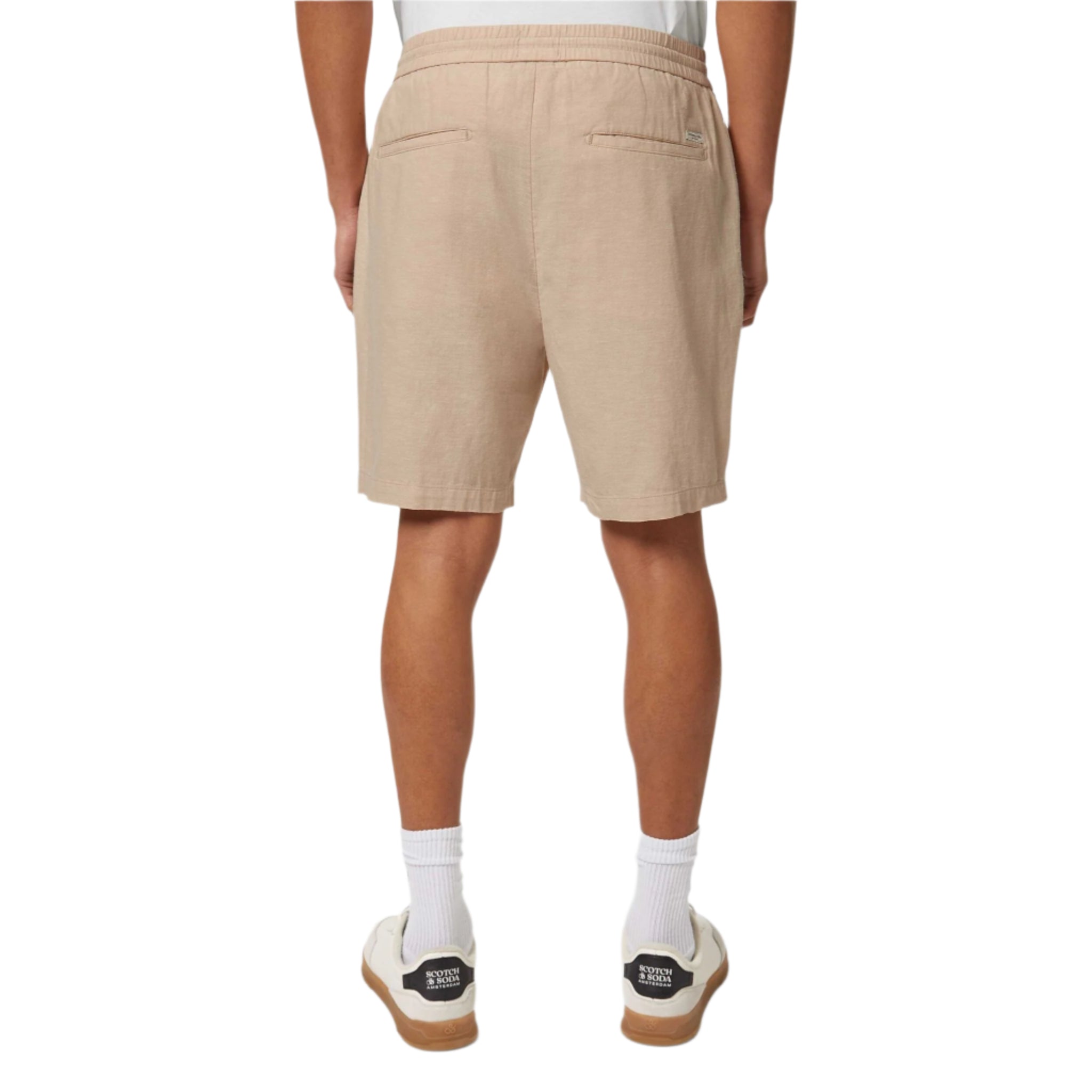 Beige Fave Cotton And Linen Twill Bermuda