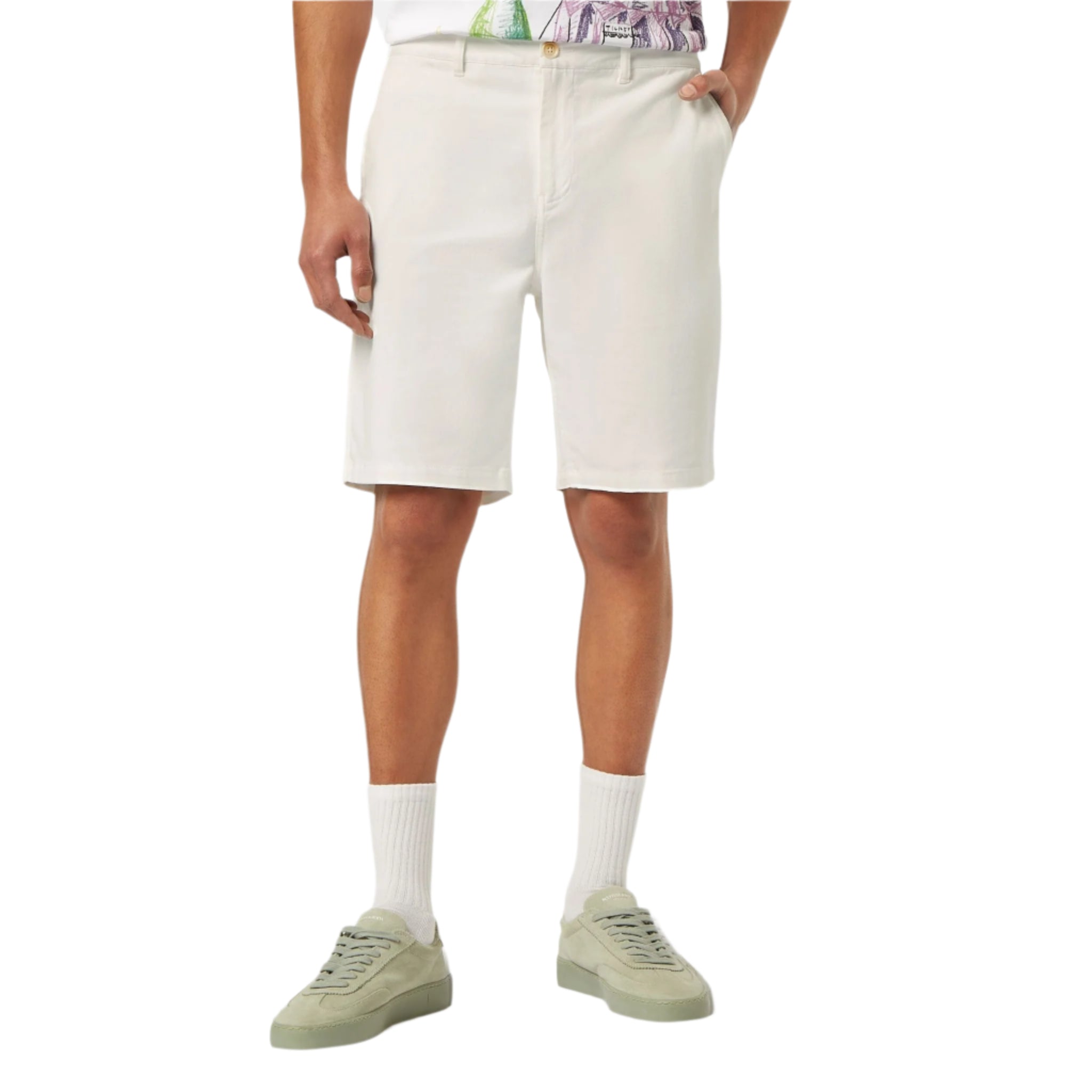 White Stuart Washed Cotton Twill Chino Short