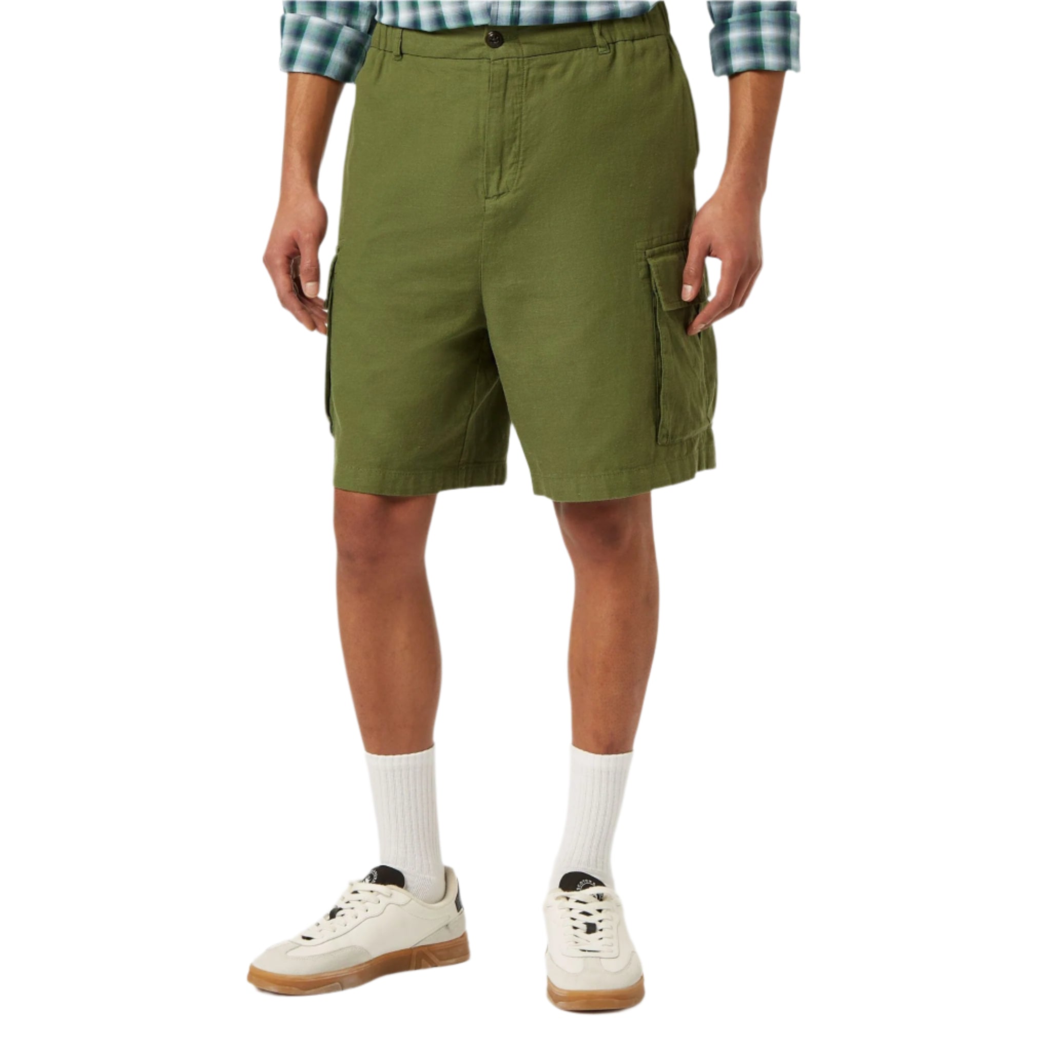 Army Cotton-Linen Relaxed Fit Cargo Short