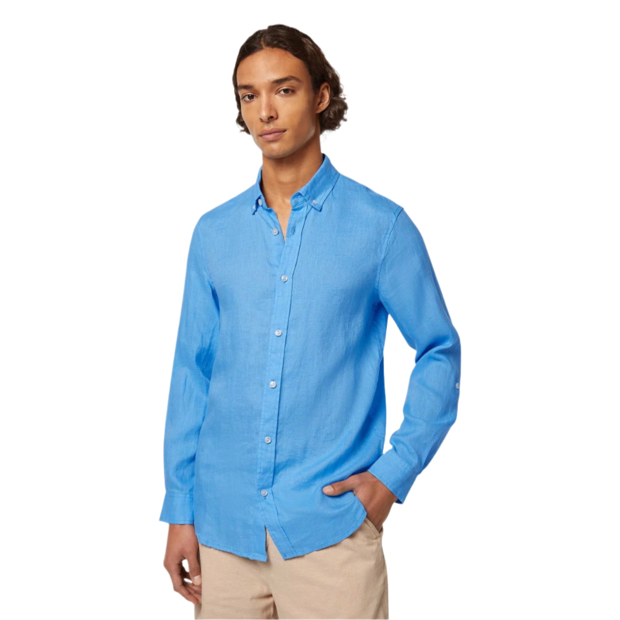 Blue Regular Fit Linen Shirt