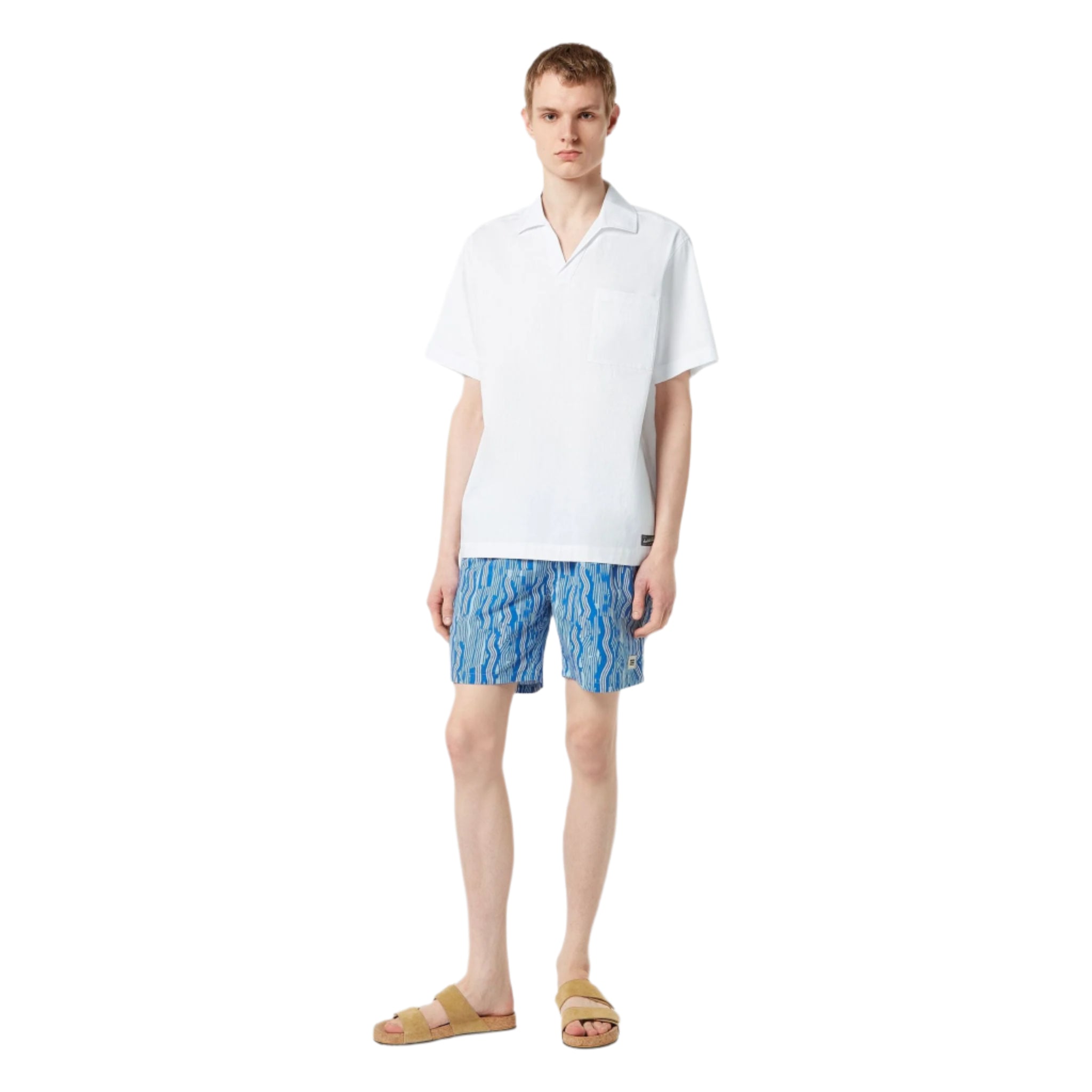 White Short-Sleeved Relaxed-Fit Linen Blend Shirt