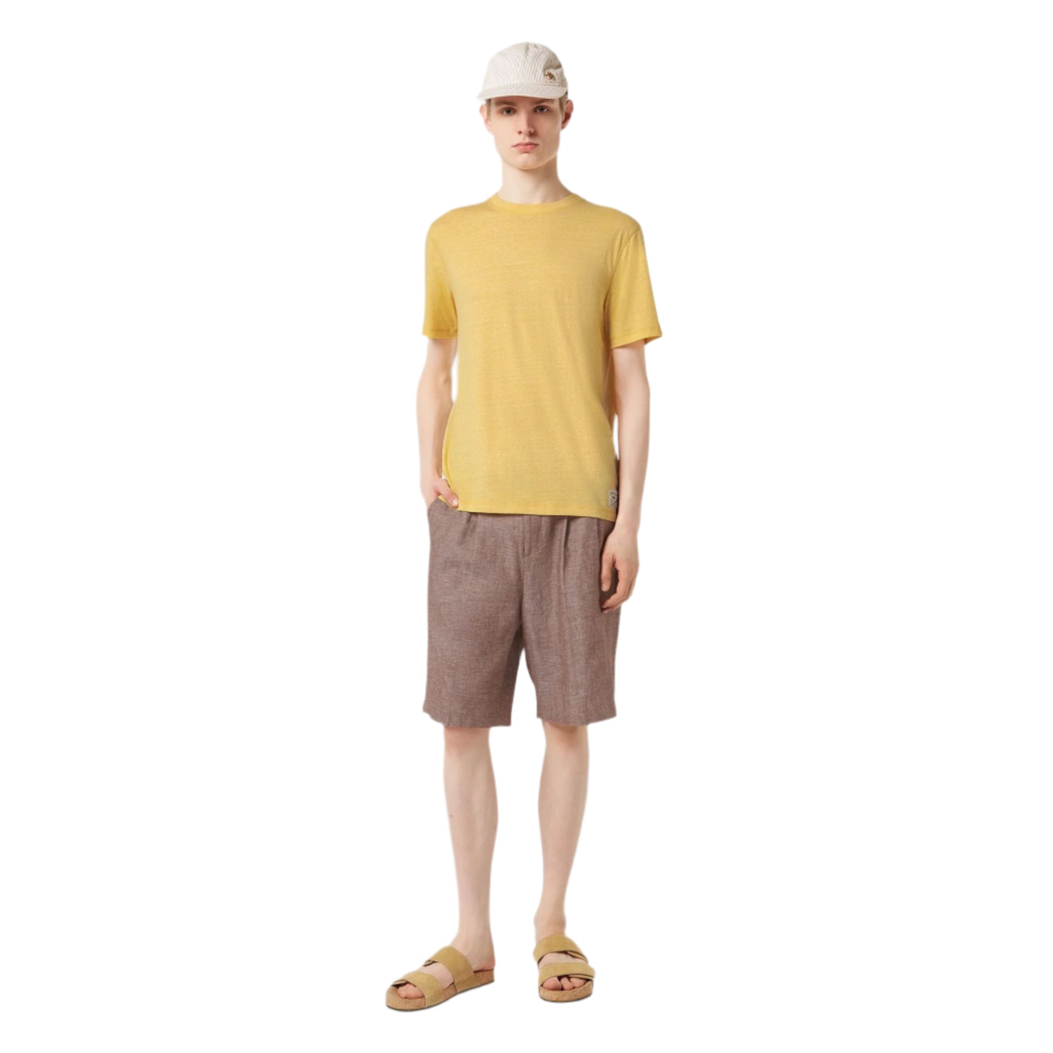 Yellow Regular Fit Melange T-Shirt